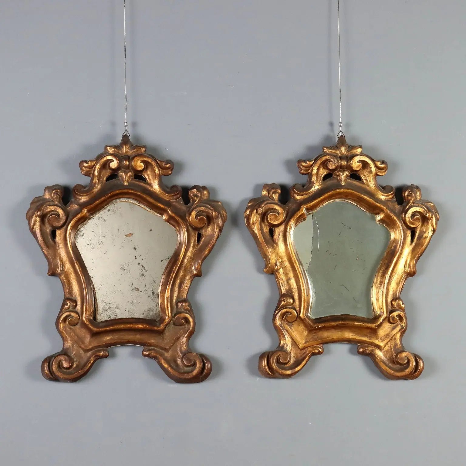 Antique Baroque Mirrors Carved Gilded Wood Italy XVIII Century