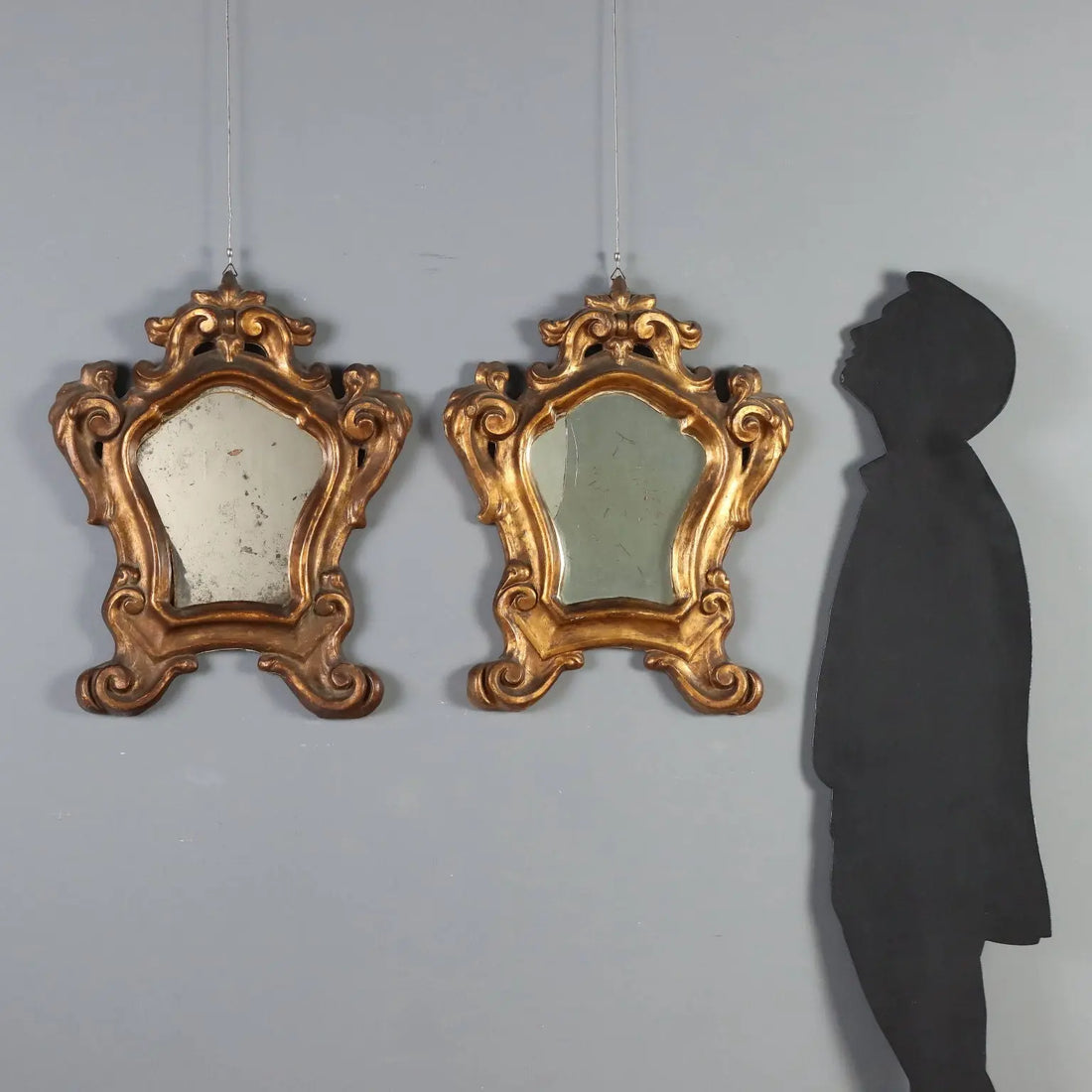 Antique Baroque Mirrors Carved Gilded Wood Italy XVIII Century
