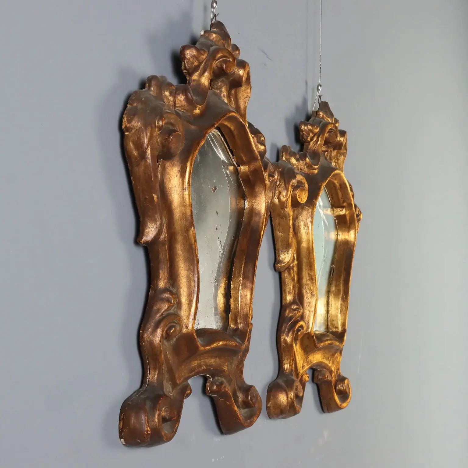Antique Baroque Mirrors Carved Gilded Wood Italy XVIII Century