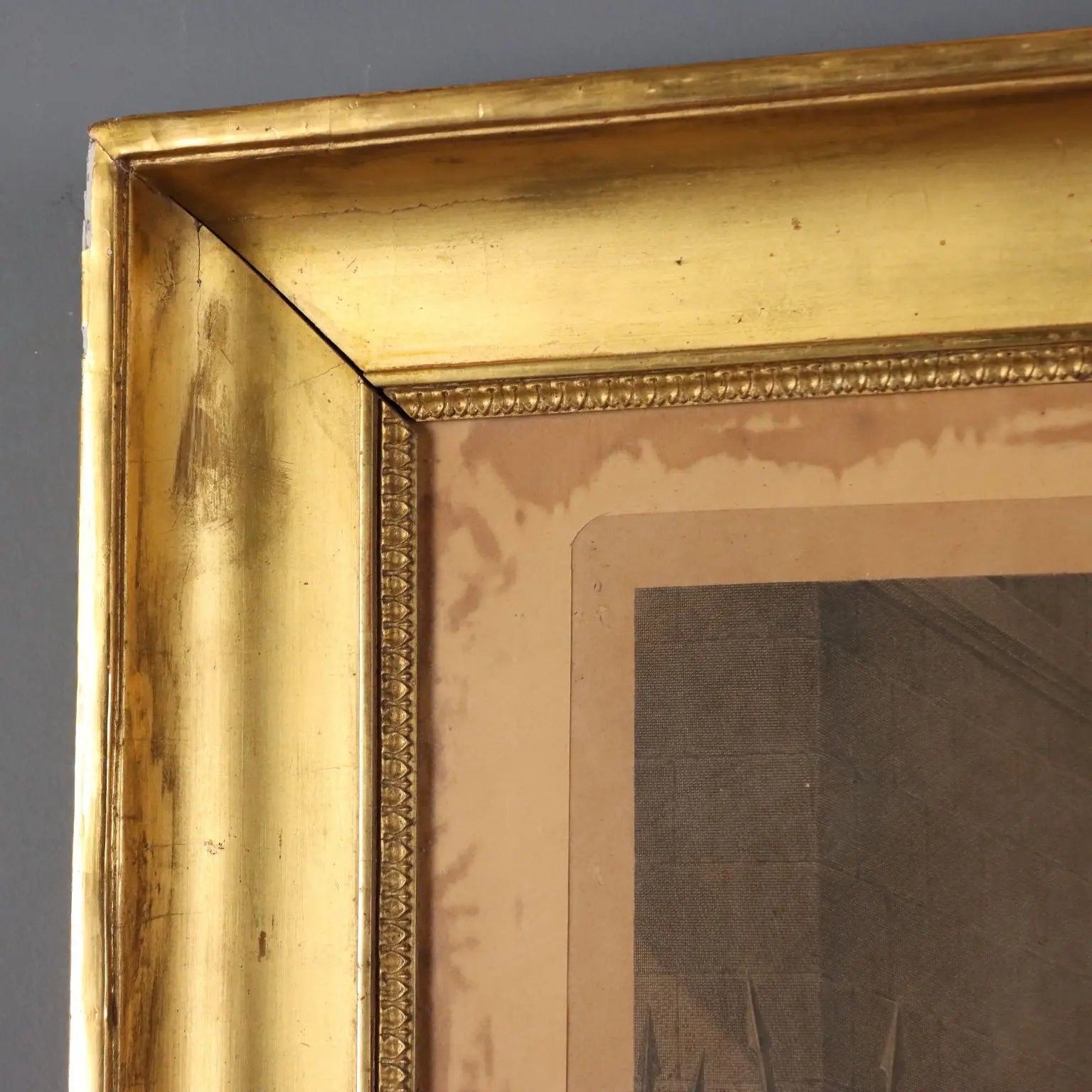 Antique Empire Frame Gilded Fir Moulded Italy XIX Century