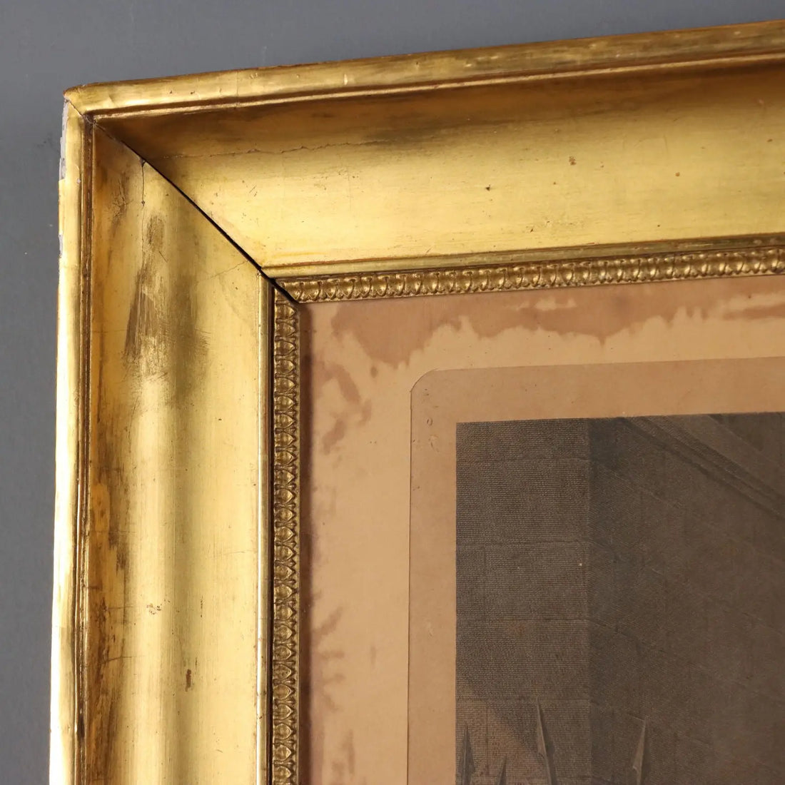 Antique Empire Frame Gilded Fir Moulded Italy XIX Century