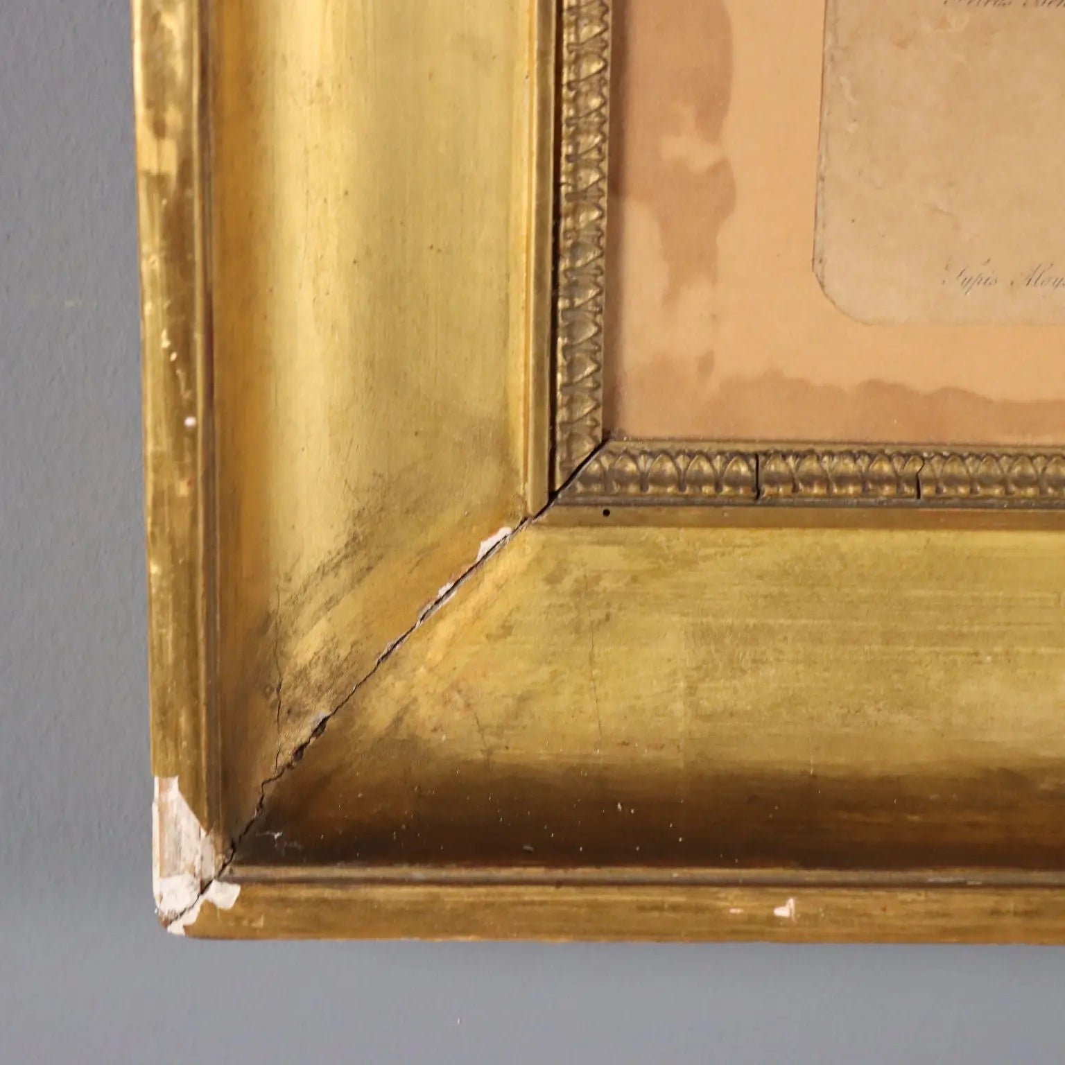 Antique Empire Frame Gilded Fir Moulded Italy XIX Century