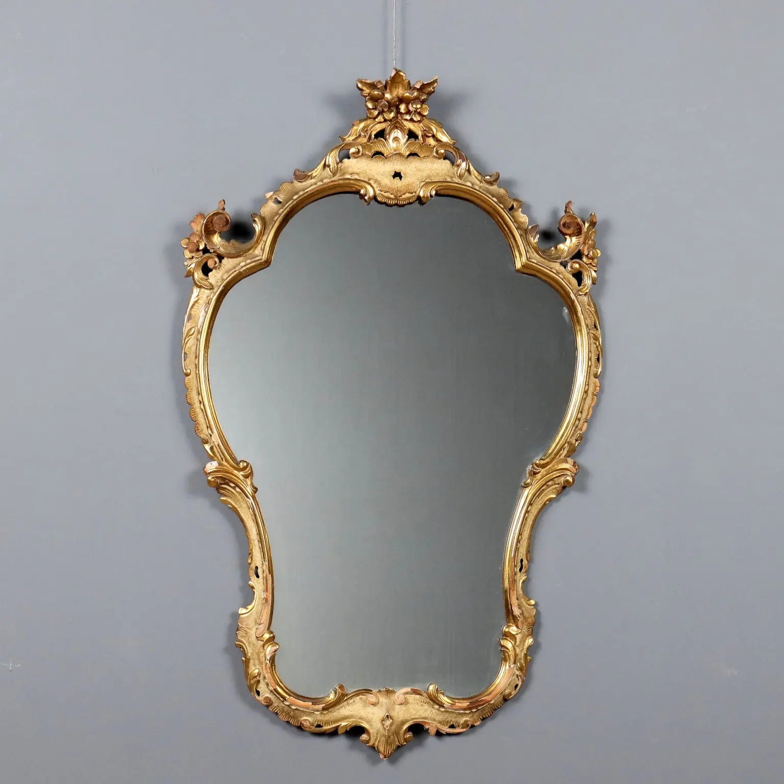 Antique Mirror Baroque Style Carved Wood Italy XIX Century