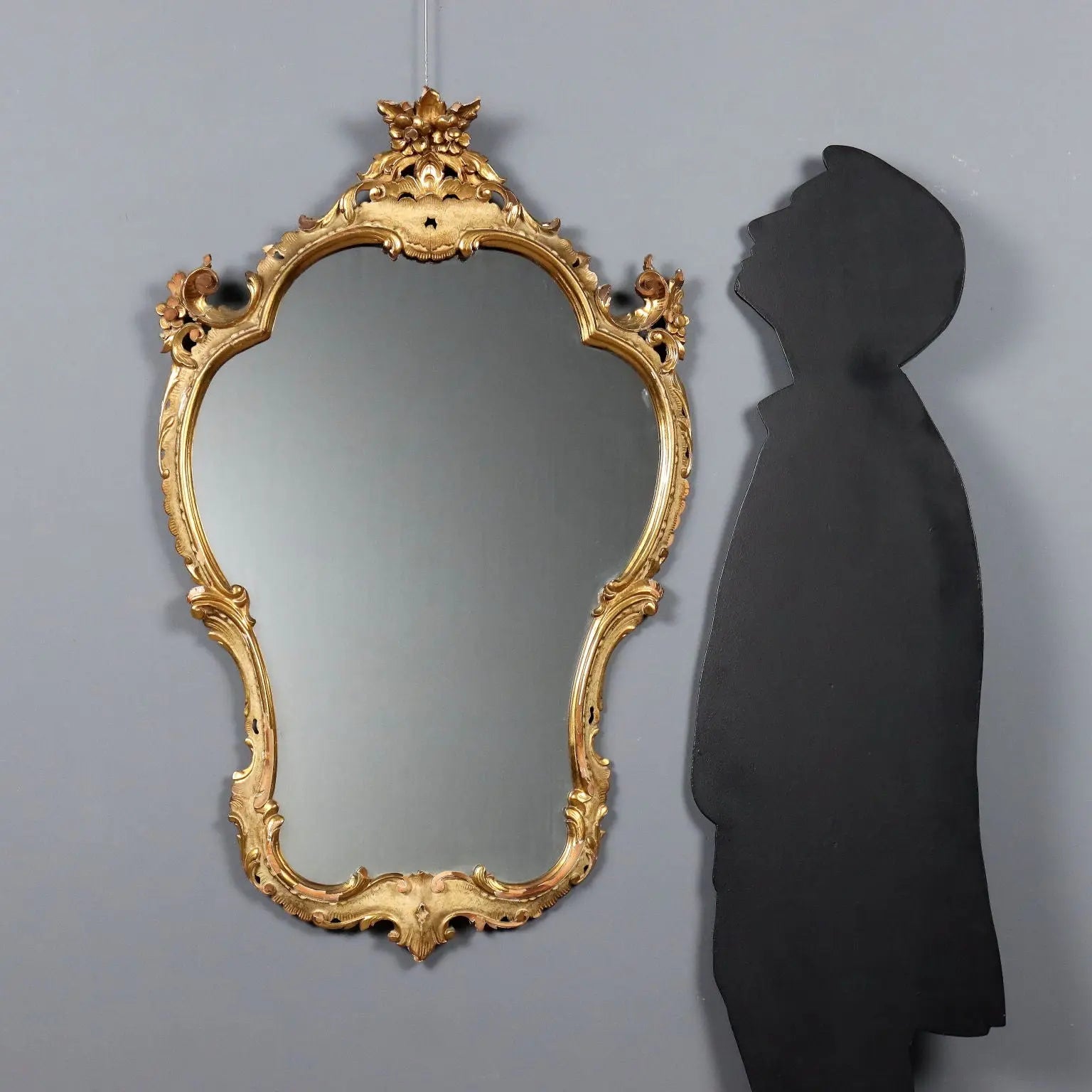 Antique Mirror Baroque Style Carved Wood Italy XIX Century