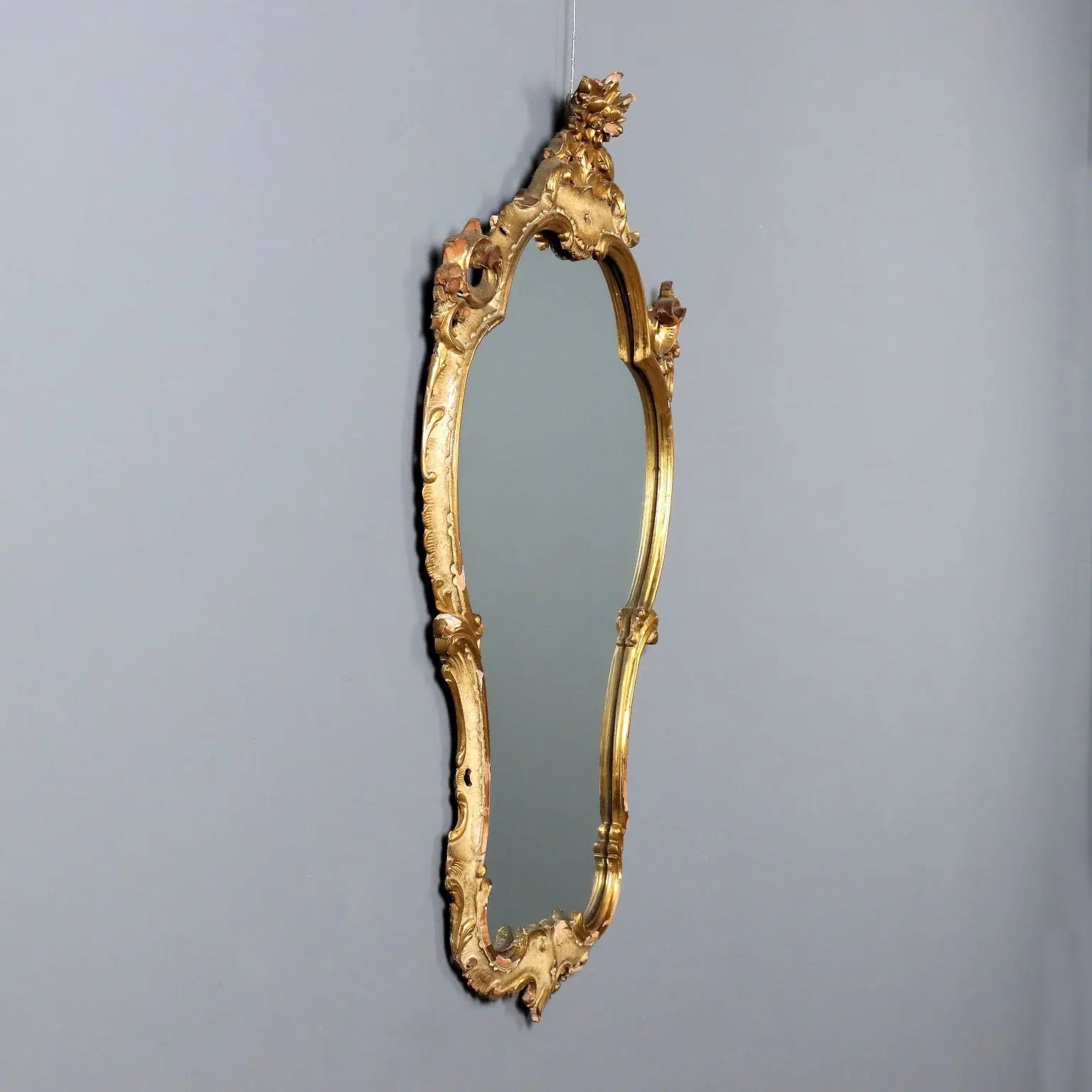 Antique Mirror Baroque Style Carved Wood Italy XIX Century
