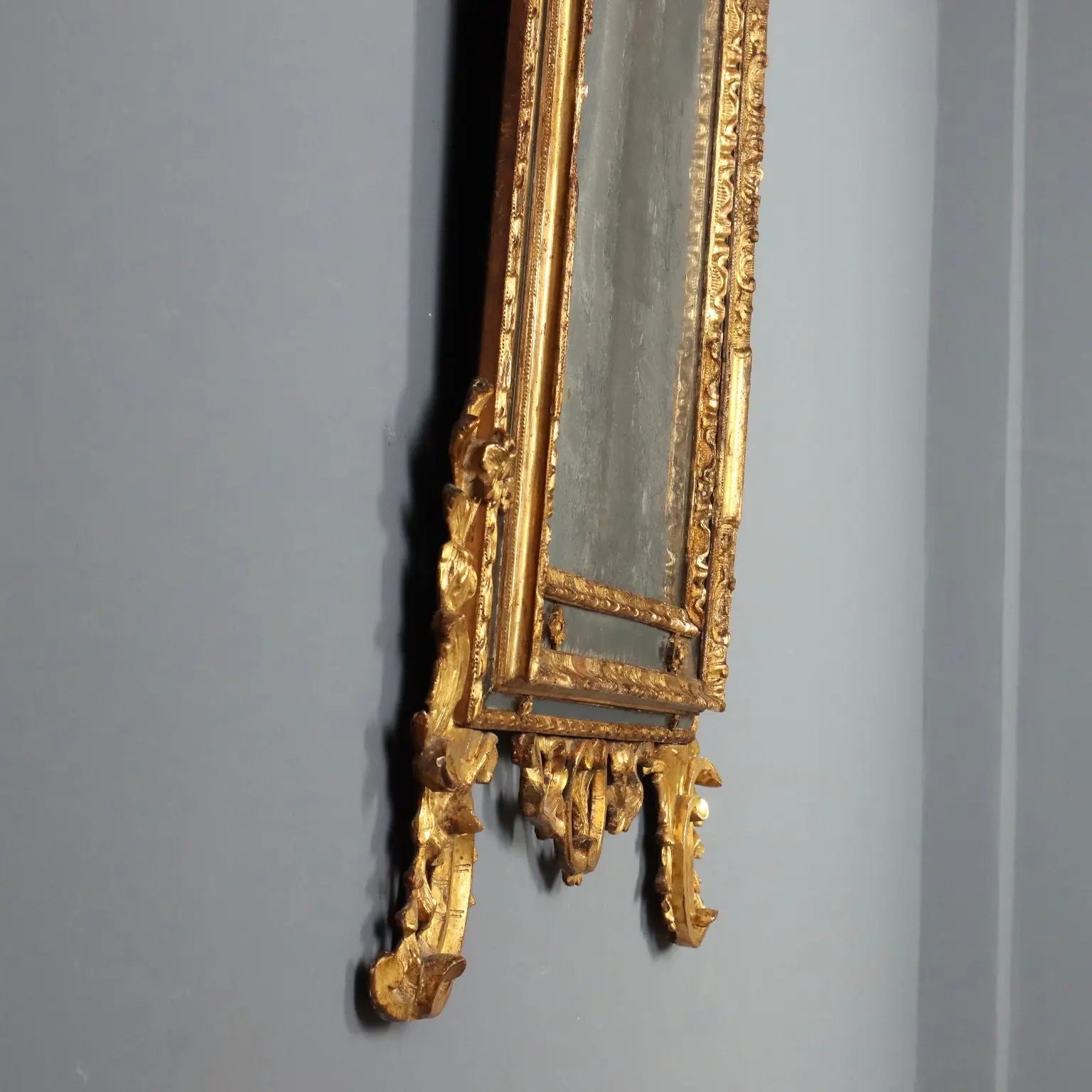 Antique Mirror Gilded Linden Baroque Carvings XVIII Century
