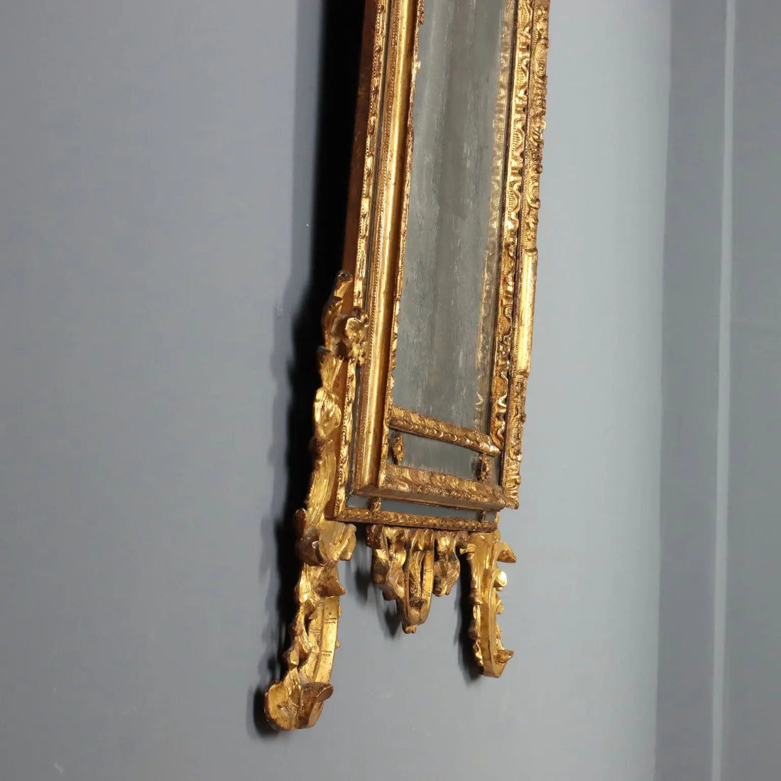 Antique Mirror Gilded Linden Baroque Carvings XVIII Century