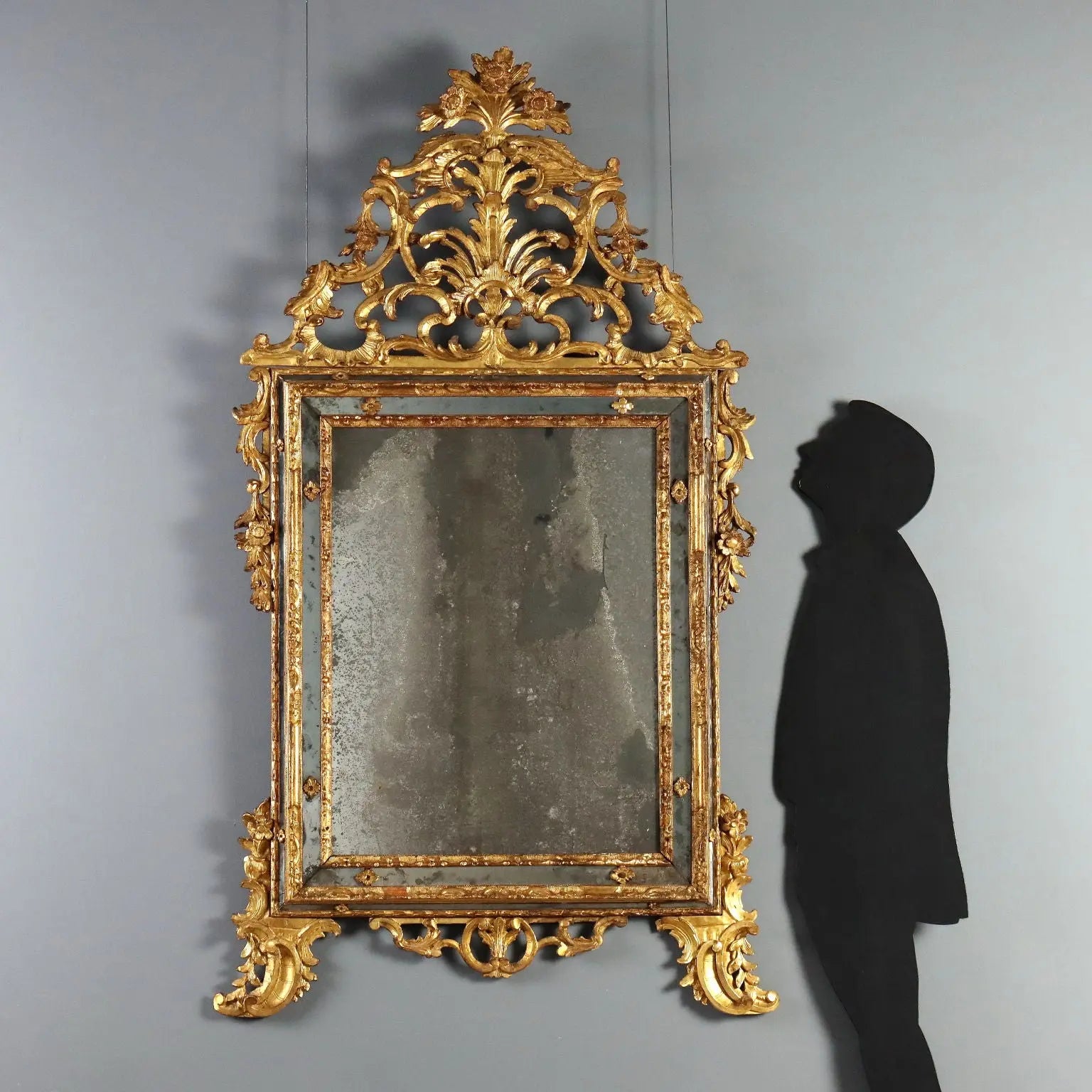 Antique Mirror Gilded Linden Baroque Carvings XVIII Century