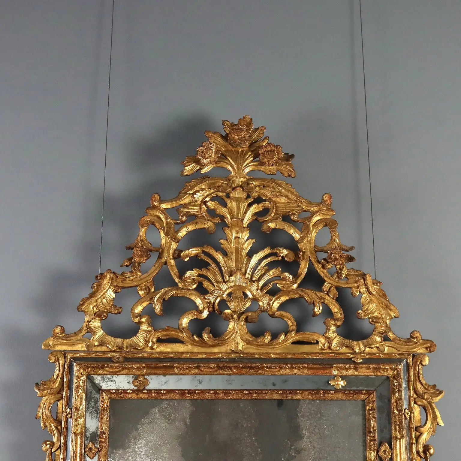 Antique Mirror Gilded Linden Baroque Carvings XVIII Century