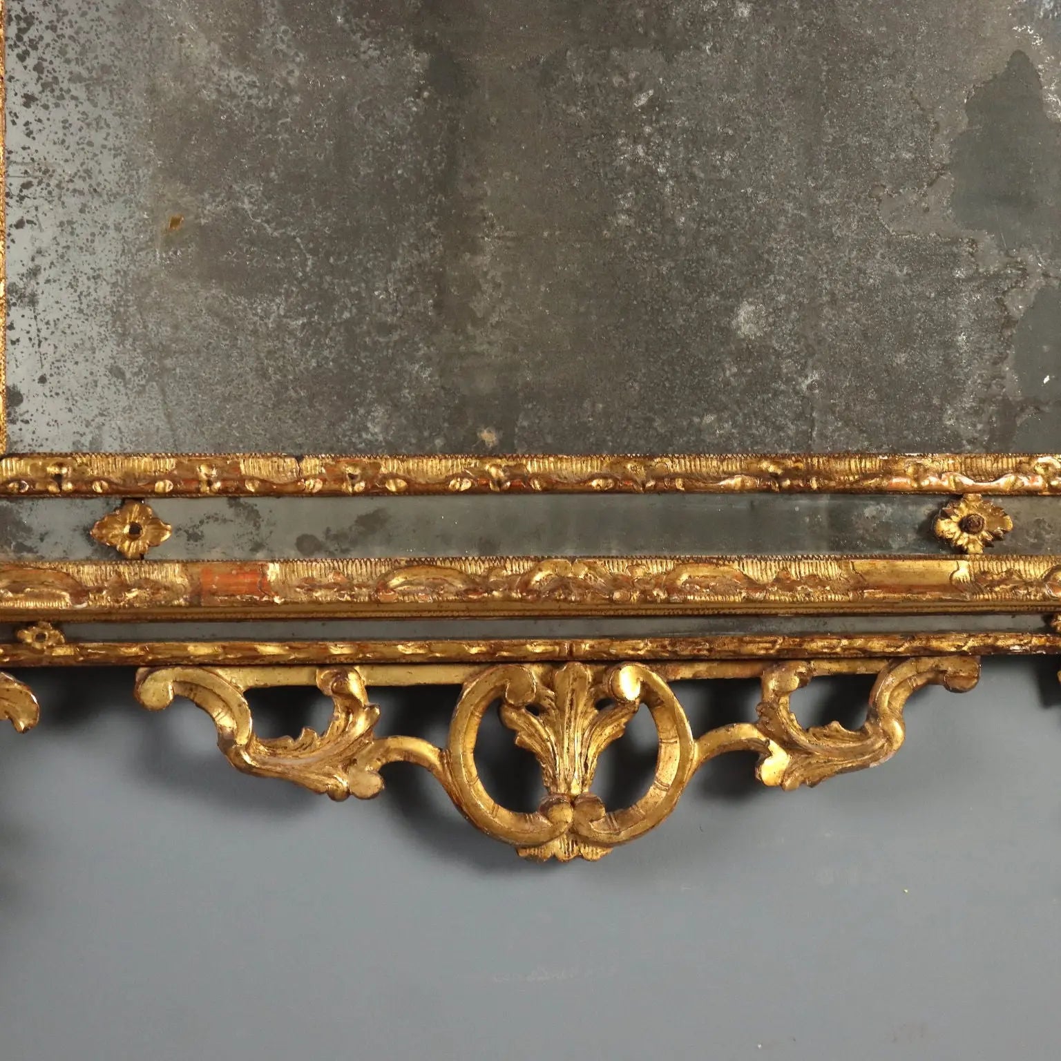 Antique Mirror Gilded Linden Baroque Carvings XVIII Century