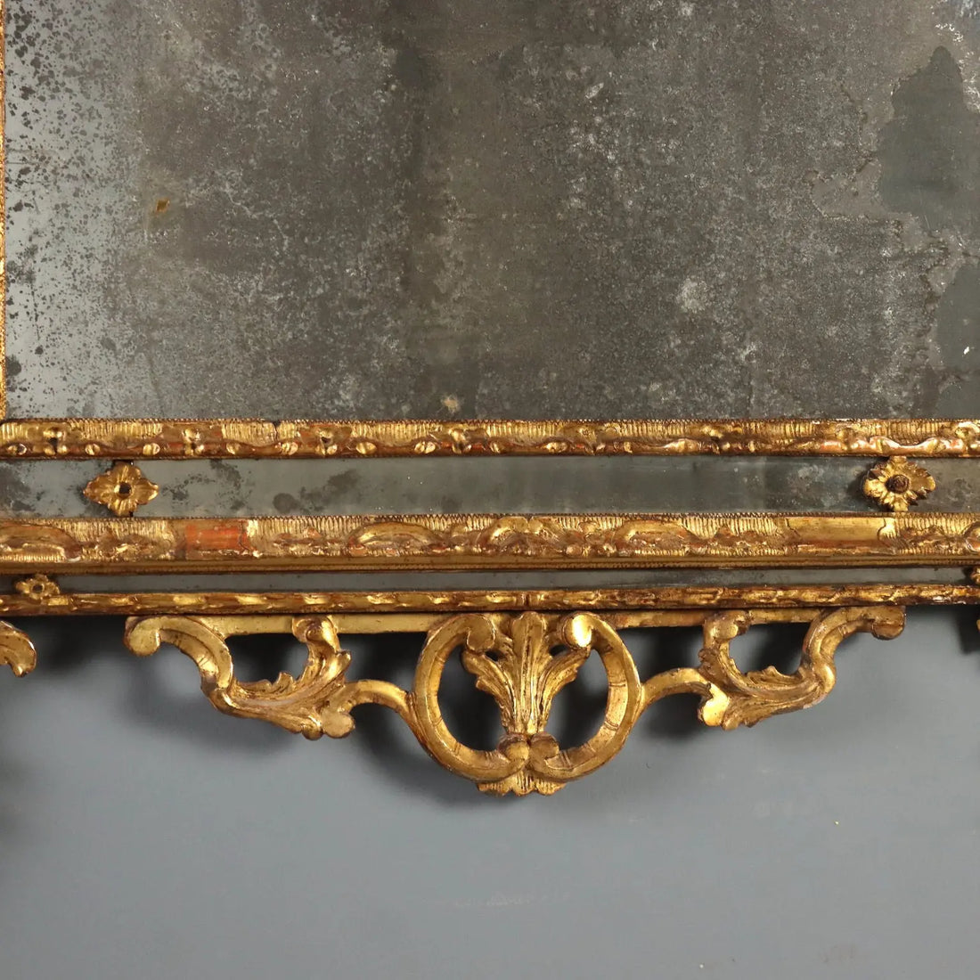 Antique Mirror Gilded Linden Baroque Carvings XVIII Century