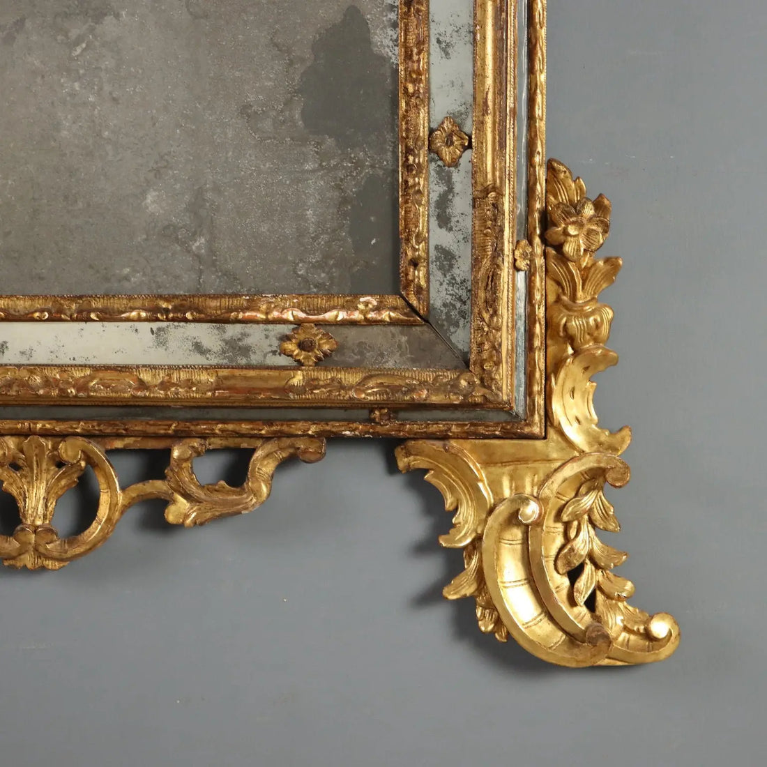Antique Mirror Gilded Linden Baroque Carvings XVIII Century