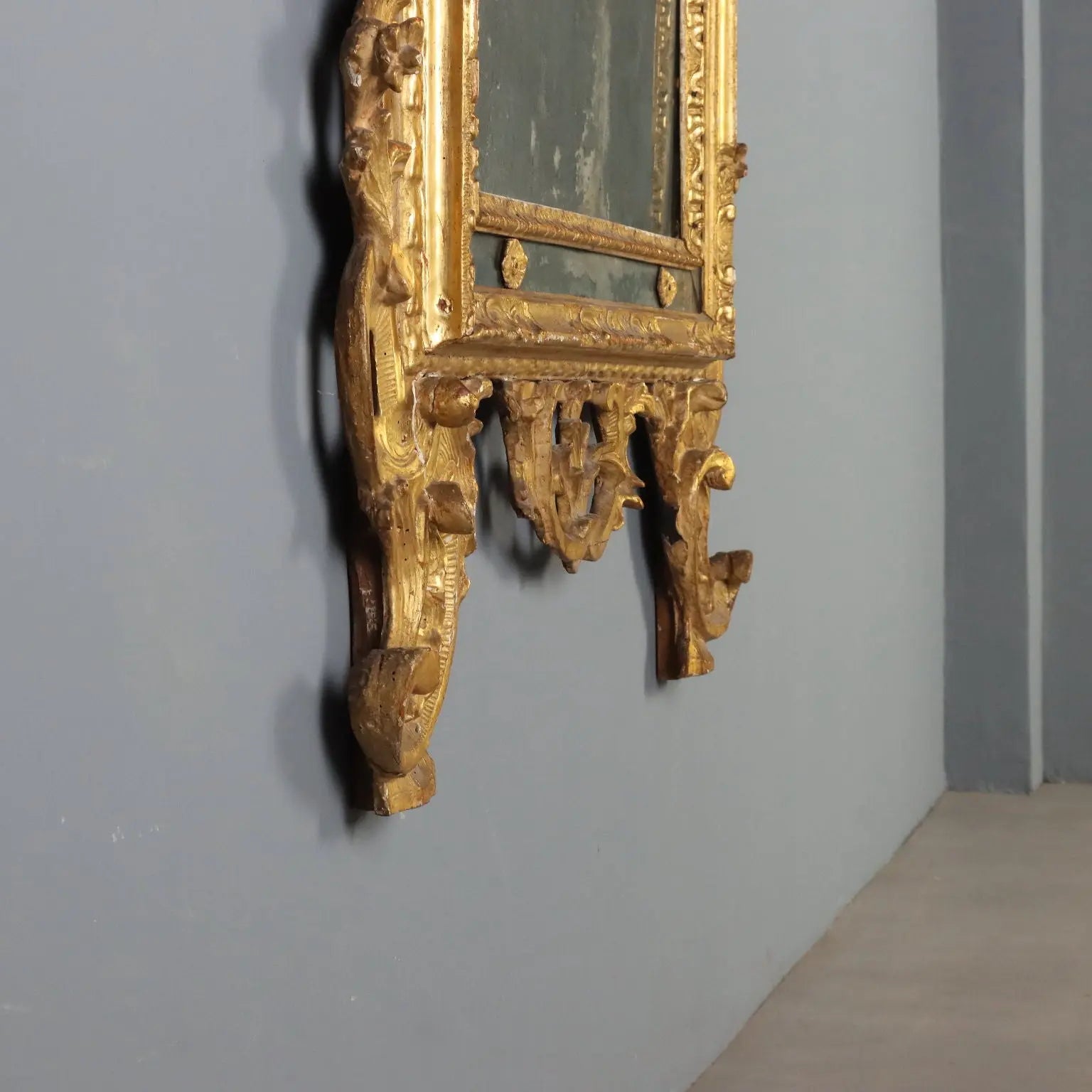 Antique Mirror Gilded Wood Rococo Motifs Italy XVIII Century