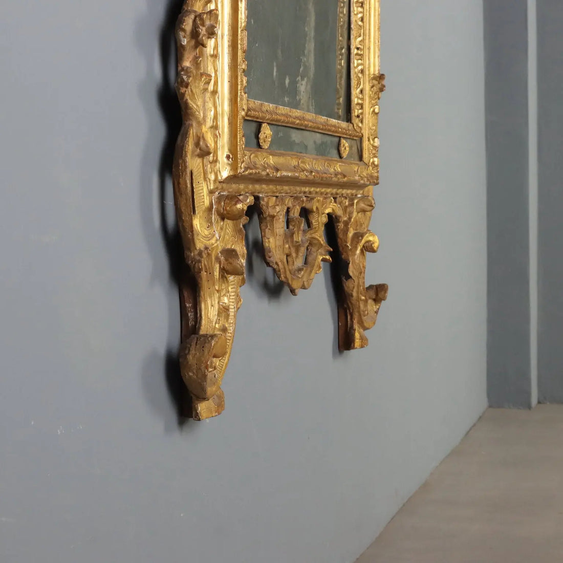 Antique Mirror Gilded Wood Rococo Motifs Italy XVIII Century