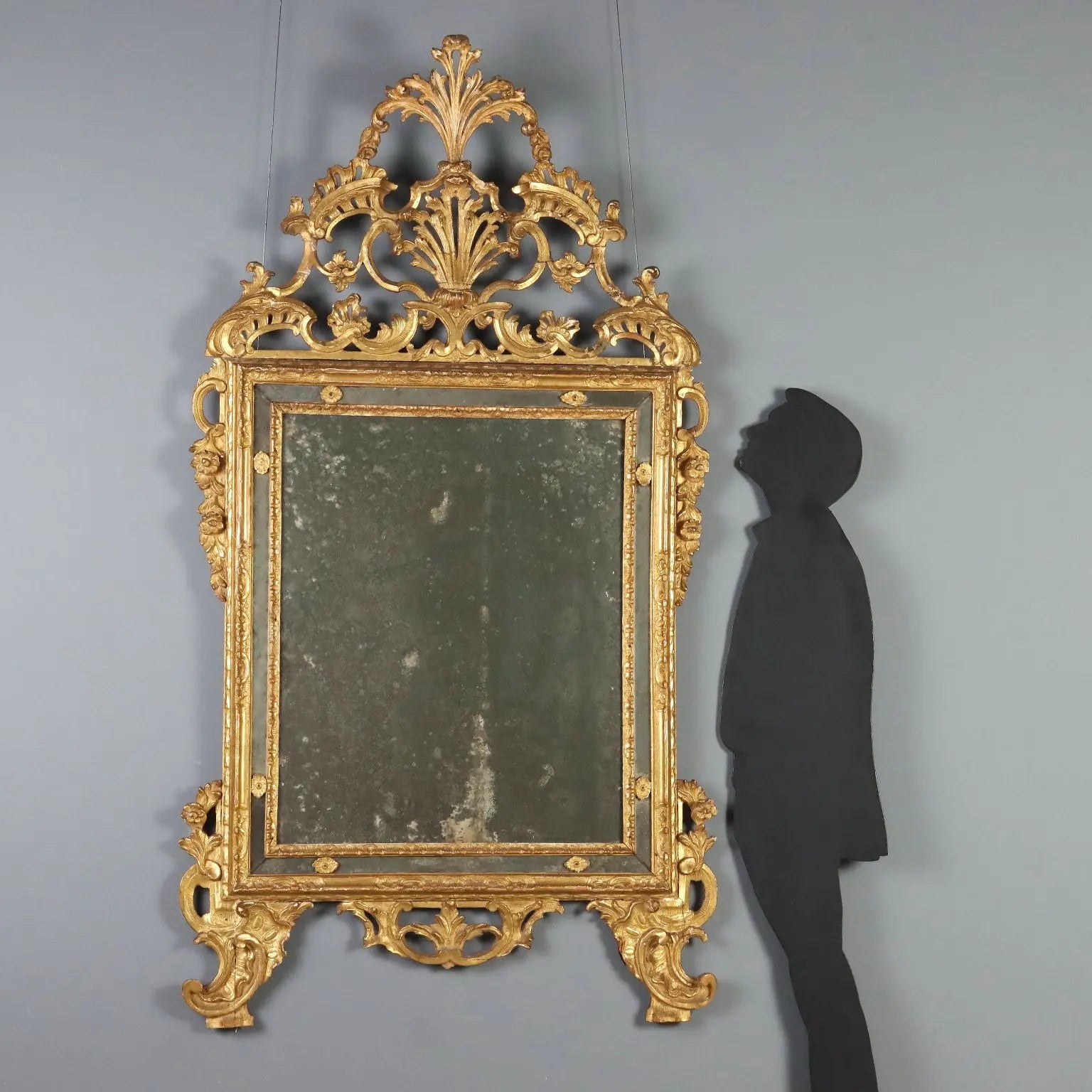Antique Mirror Gilded Wood Rococo Motifs Italy XVIII Century