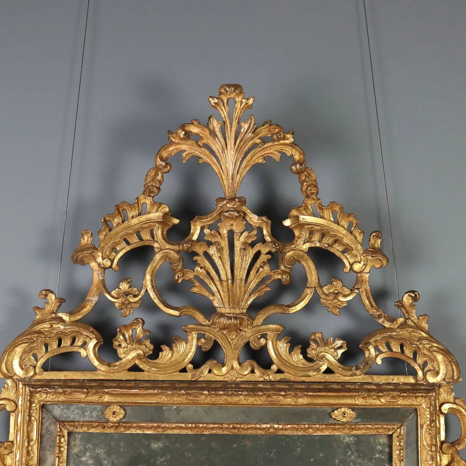 Antique Mirror Gilded Wood Rococo Motifs Italy XVIII Century