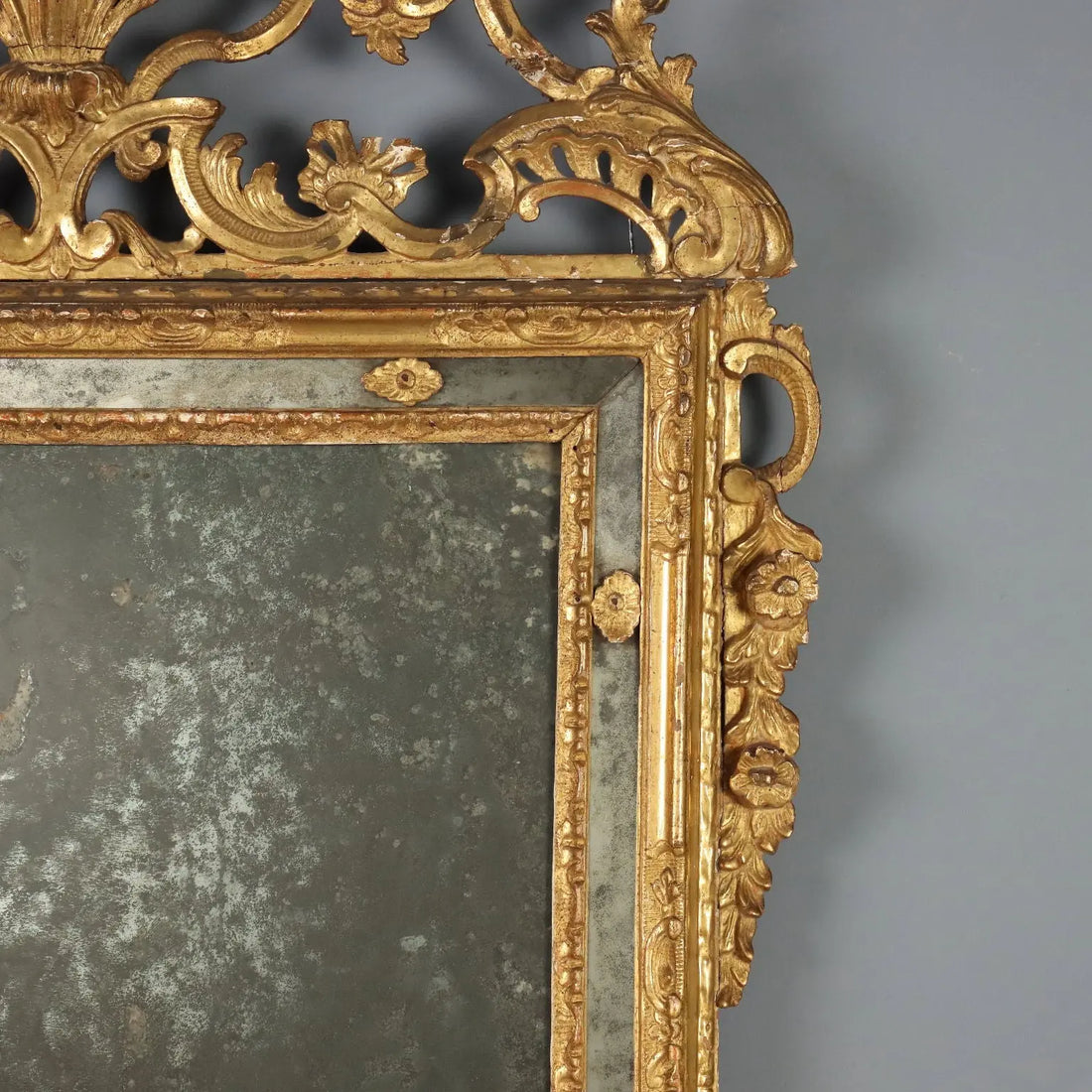 Antique Mirror Gilded Wood Rococo Motifs Italy XVIII Century