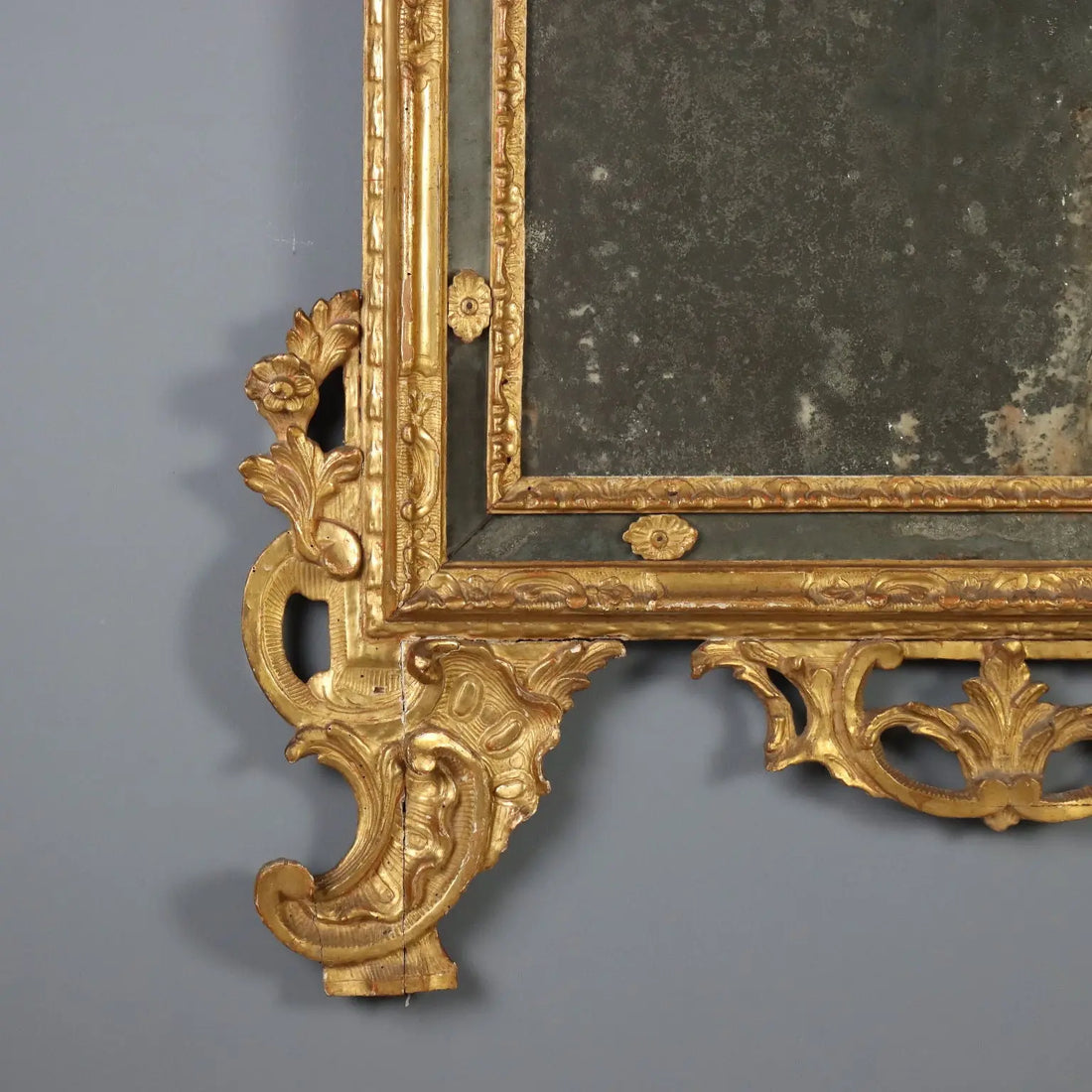 Antique Mirror Gilded Wood Rococo Motifs Italy XVIII Century