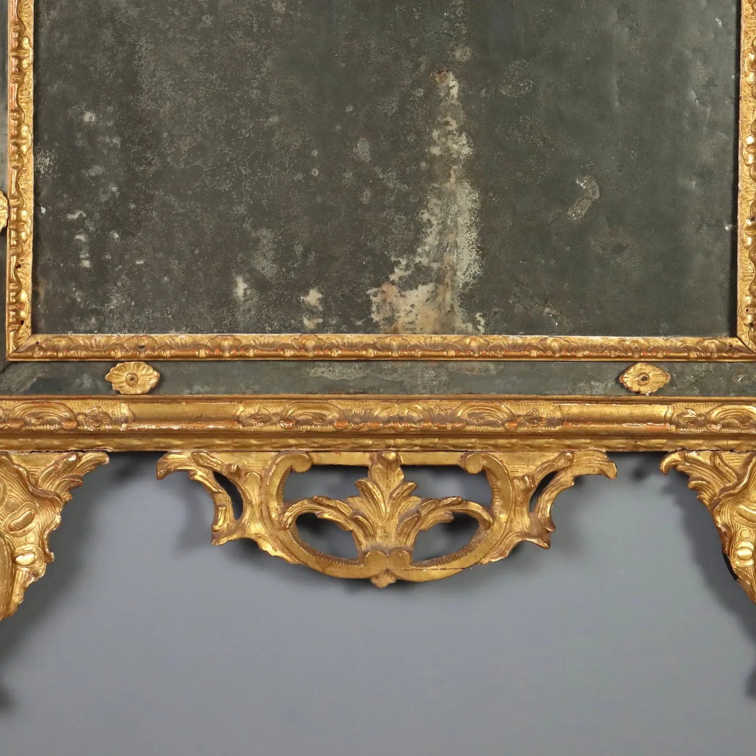 Antique Mirror Gilded Wood Rococo Motifs Italy XVIII Century