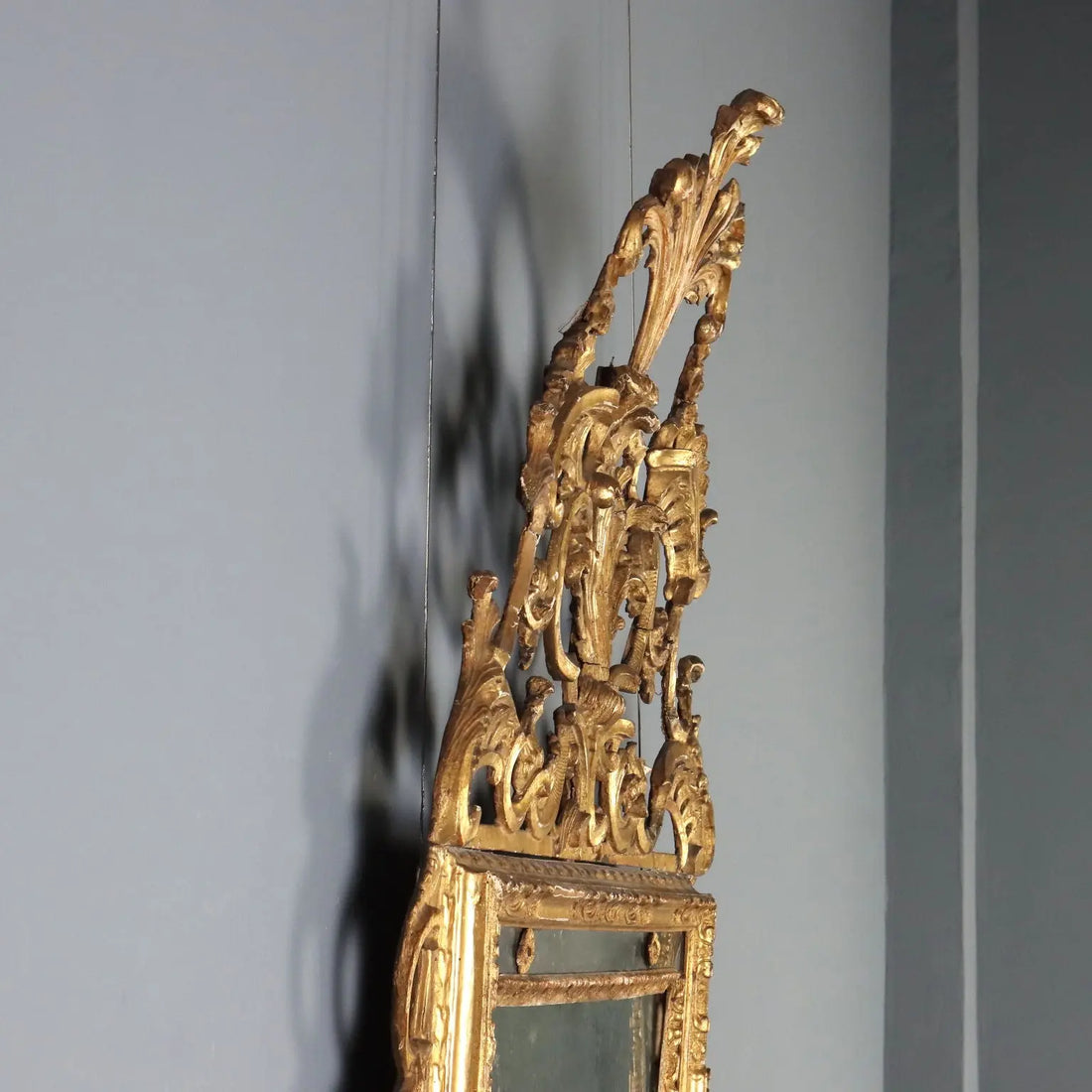 Antique Mirror Gilded Wood Rococo Motifs Italy XVIII Century
