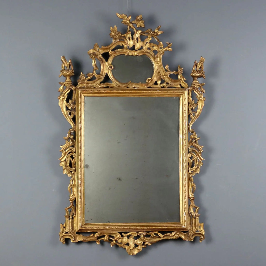 Antique Mirror Gilded Carved Wood Italy XIX Century