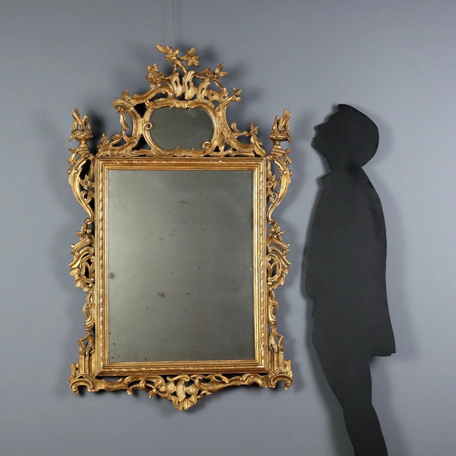Antique Mirror Gilded Carved Wood Italy XIX Century