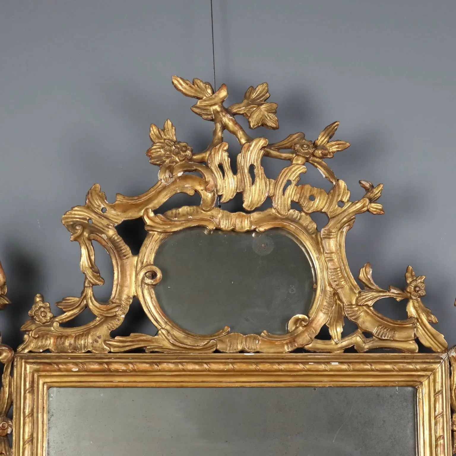 Antique Mirror Gilded Carved Wood Italy XIX Century
