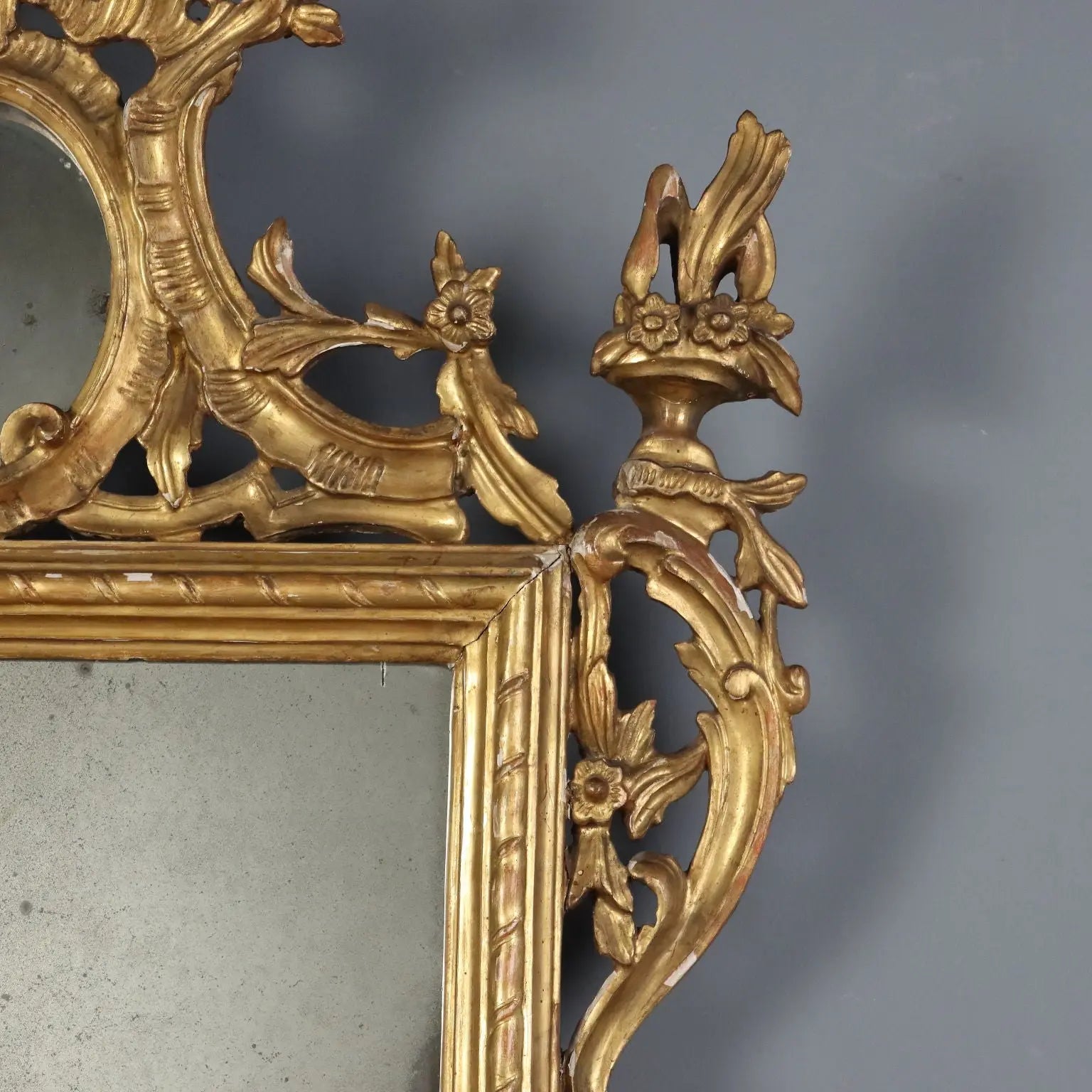 Antique Mirror Gilded Carved Wood Italy XIX Century