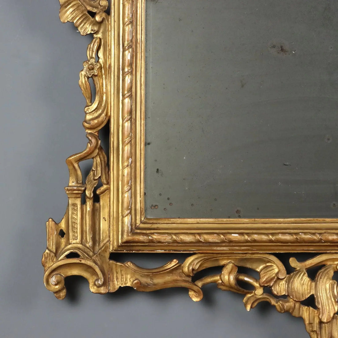 Antique Mirror Gilded Carved Wood Italy XIX Century