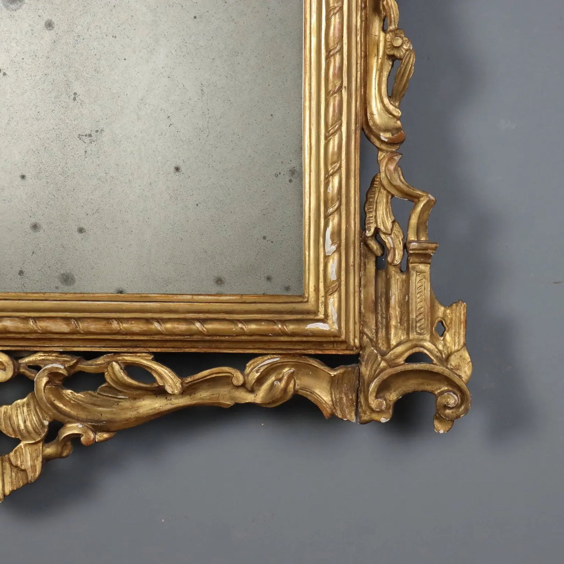 Antique Mirror Gilded Carved Wood Italy XIX Century