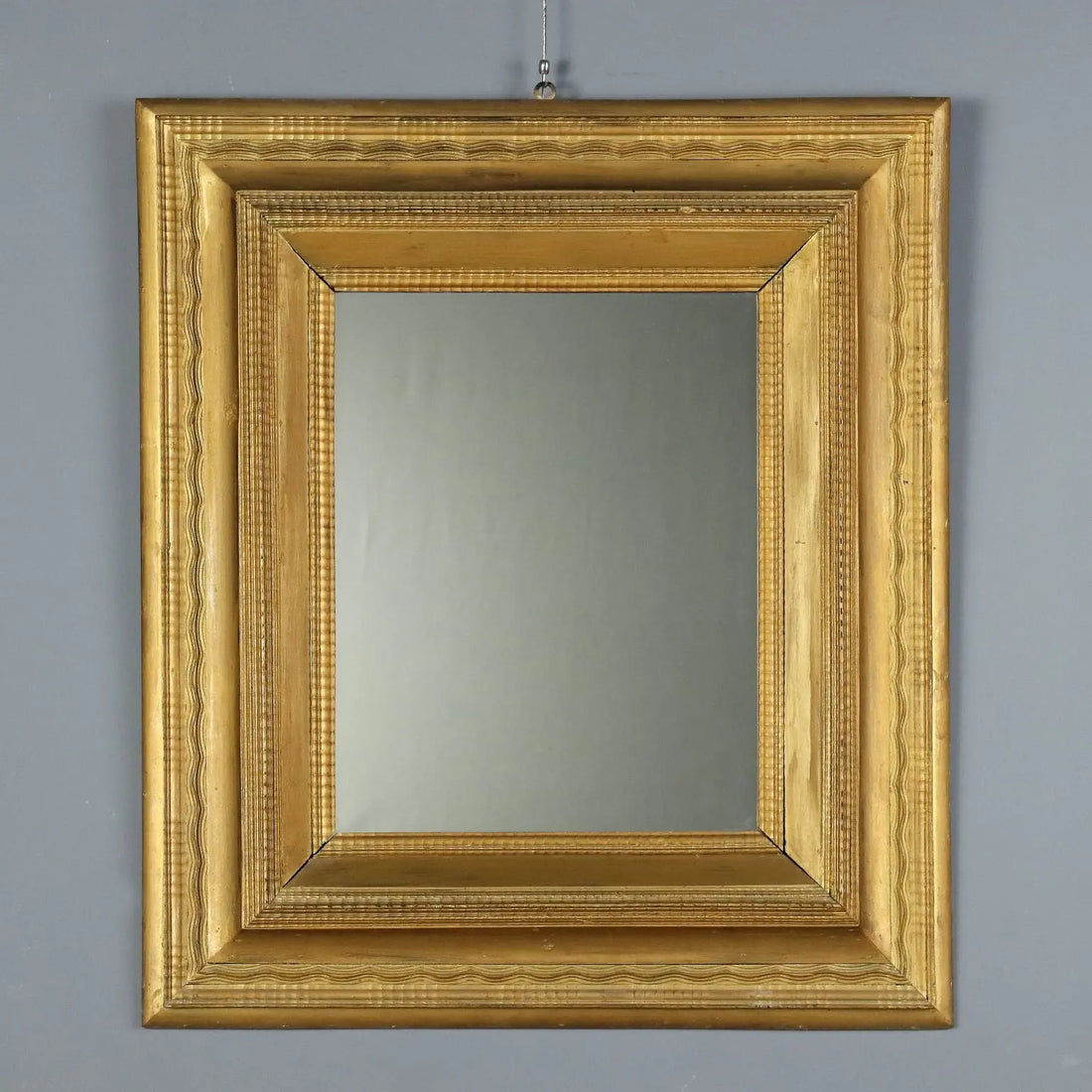 Antique Mirror Gilded Wood Guilloché Frame Italy XIX Century