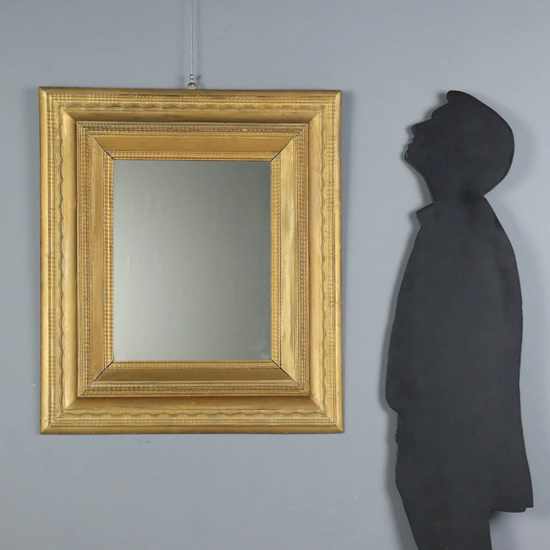 Antique Mirror Gilded Wood Guilloché Frame Italy XIX Century