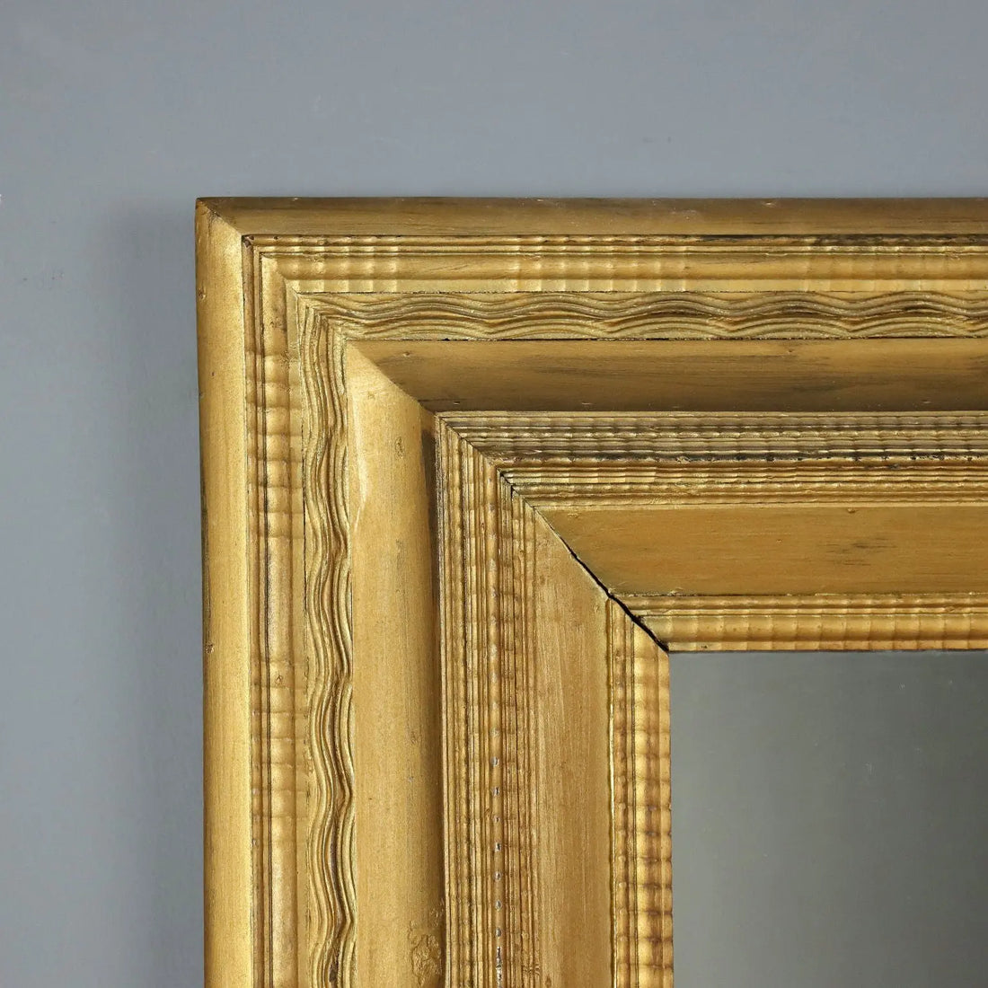 Antique Mirror Gilded Wood Guilloché Frame Italy XIX Century