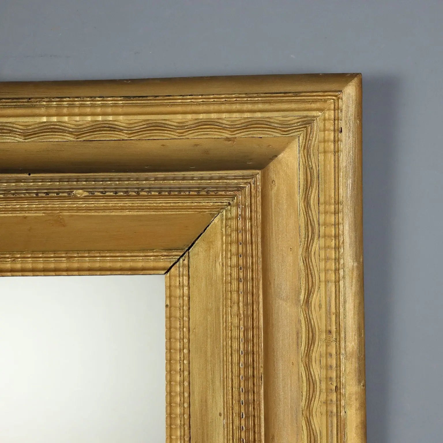 Antique Mirror Gilded Wood Guilloché Frame Italy XIX Century