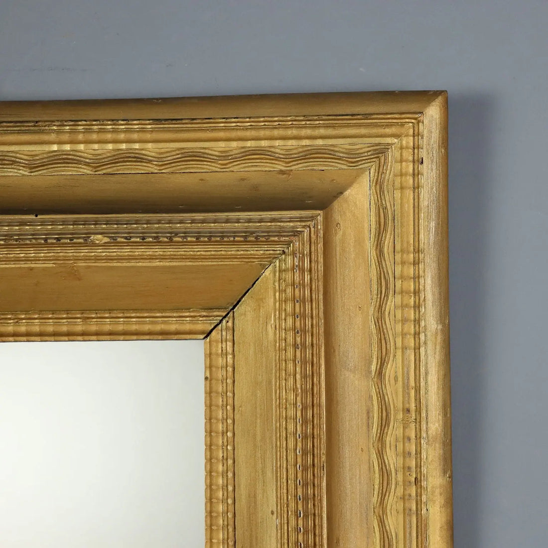 Antique Mirror Gilded Wood Guilloché Frame Italy XIX Century