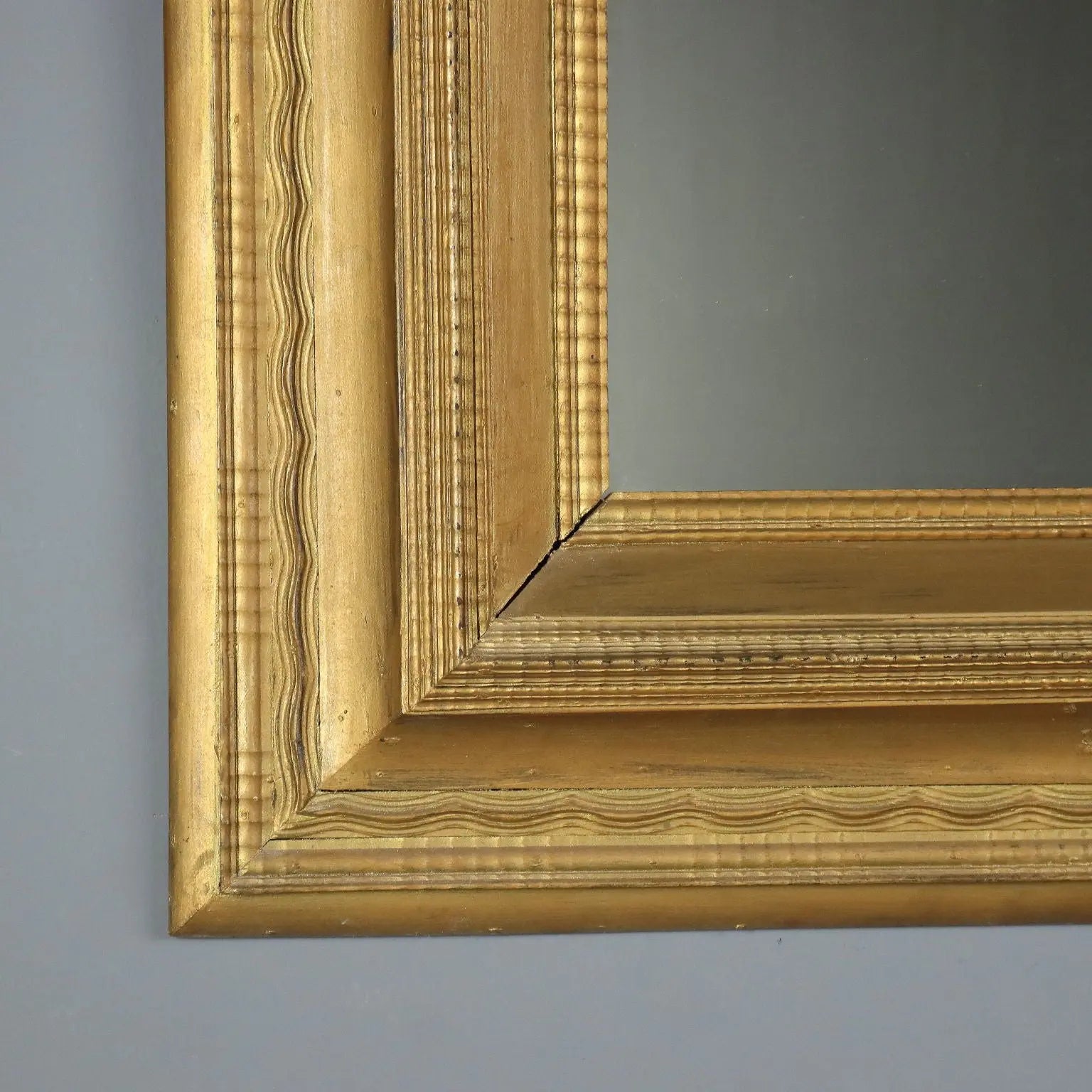 Antique Mirror Gilded Wood Guilloché Frame Italy XIX Century