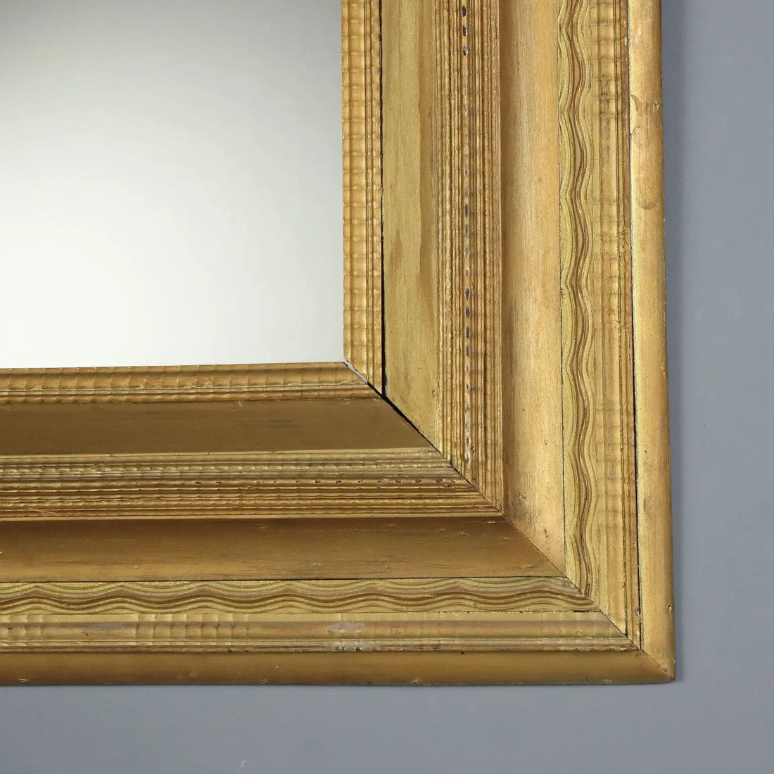 Antique Mirror Gilded Wood Guilloché Frame Italy XIX Century