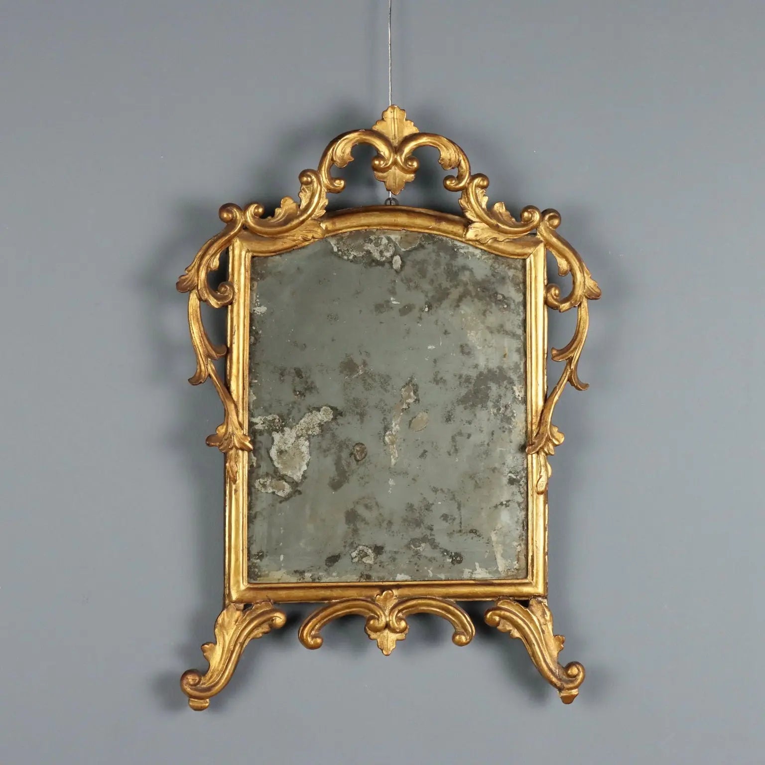 Antique Mirror Gilded Wood Glass Italy XIX Century
