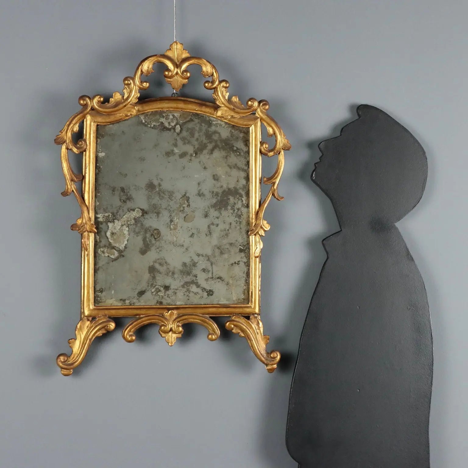 Antique Mirror Gilded Wood Glass Italy XIX Century