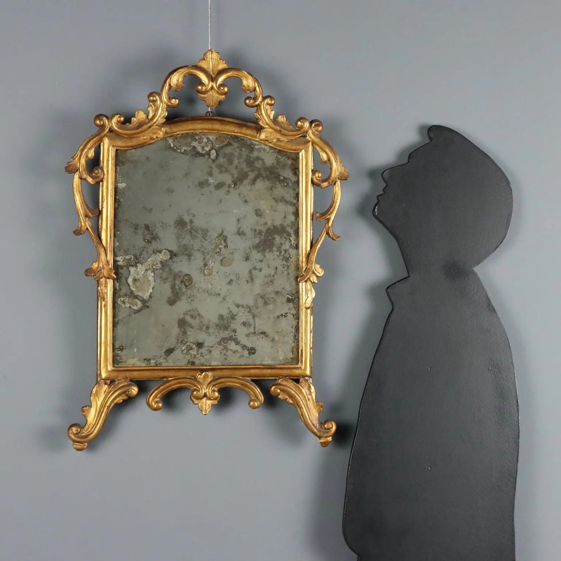 Antique Mirror Gilded Wood Glass Italy XIX Century