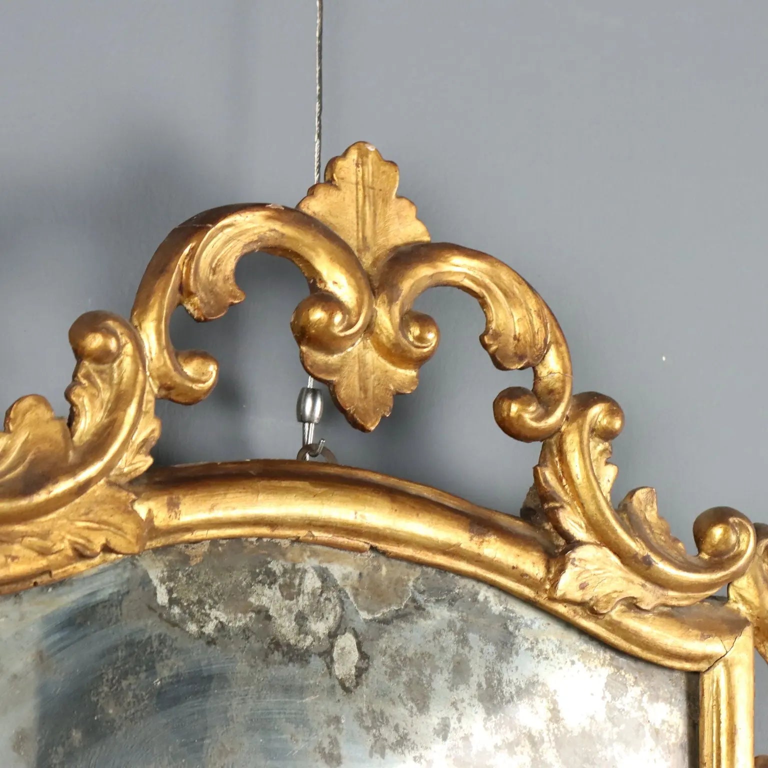 Antique Mirror Gilded Wood Glass Italy XIX Century