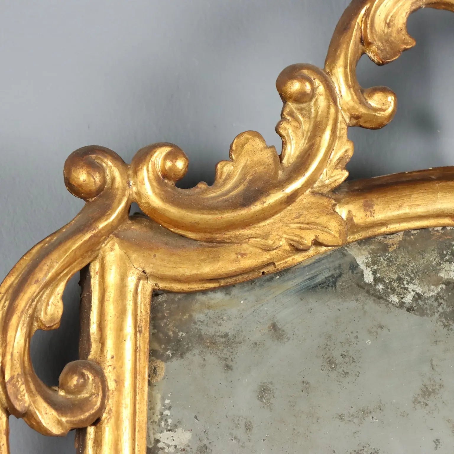 Antique Mirror Gilded Wood Glass Italy XIX Century