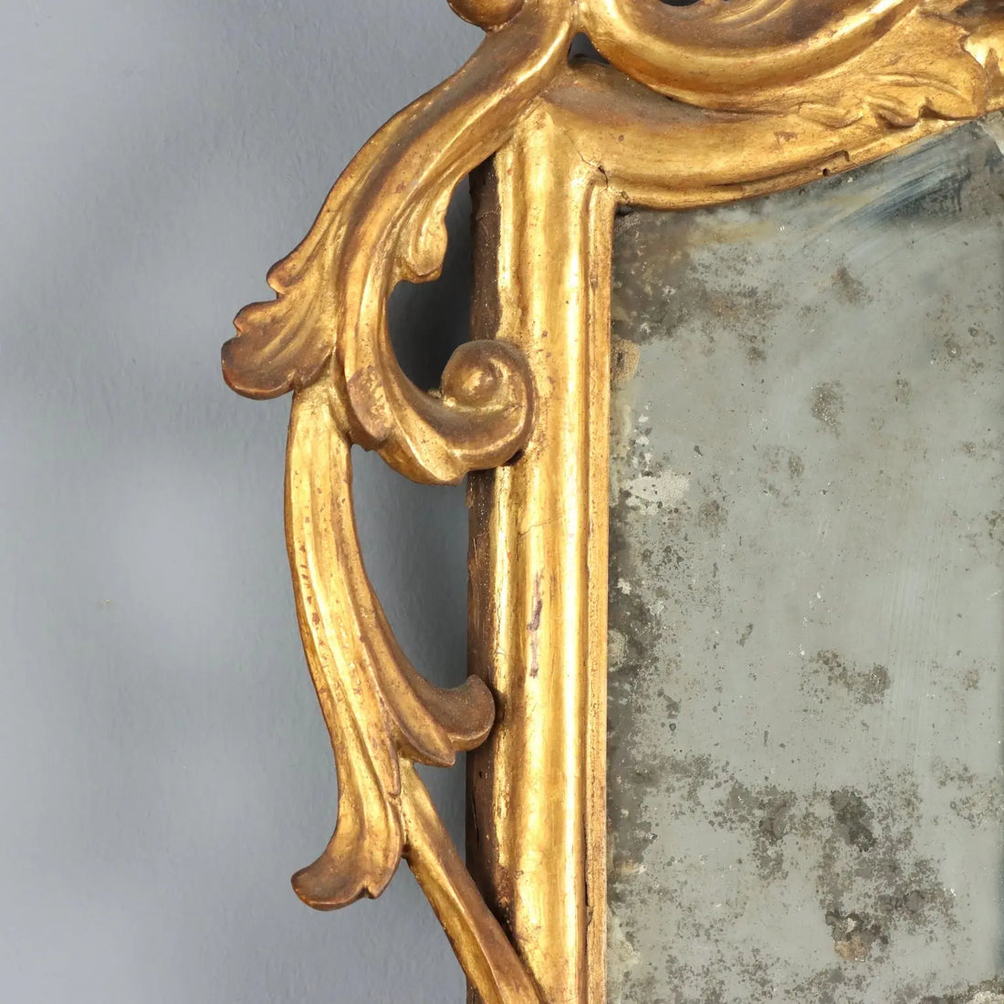 Antique Mirror Gilded Wood Glass Italy XIX Century