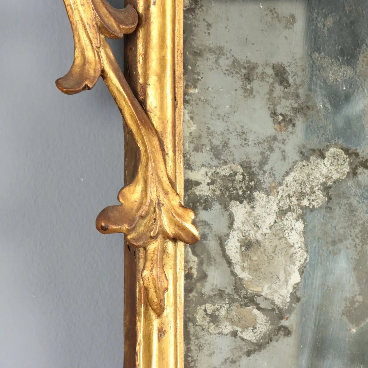 Antique Mirror Gilded Wood Glass Italy XIX Century