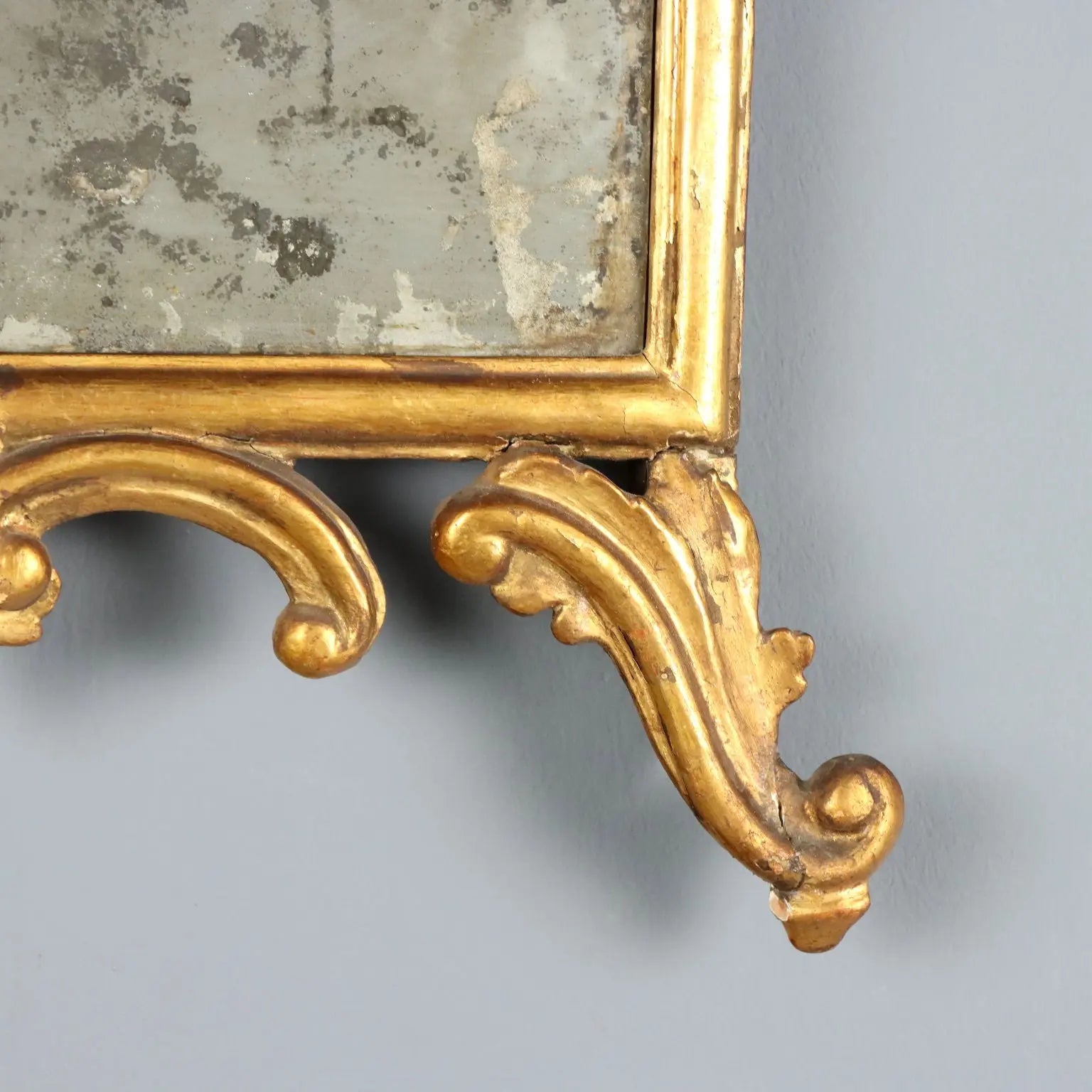 Antique Mirror Gilded Wood Glass Italy XIX Century