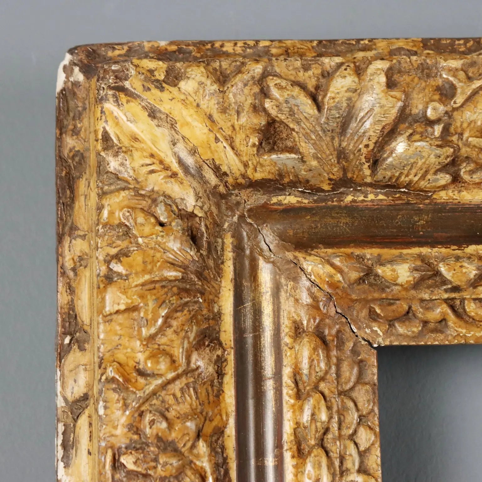 Antique Frame Carved Wood Flower Decorations Italy XVIII Century