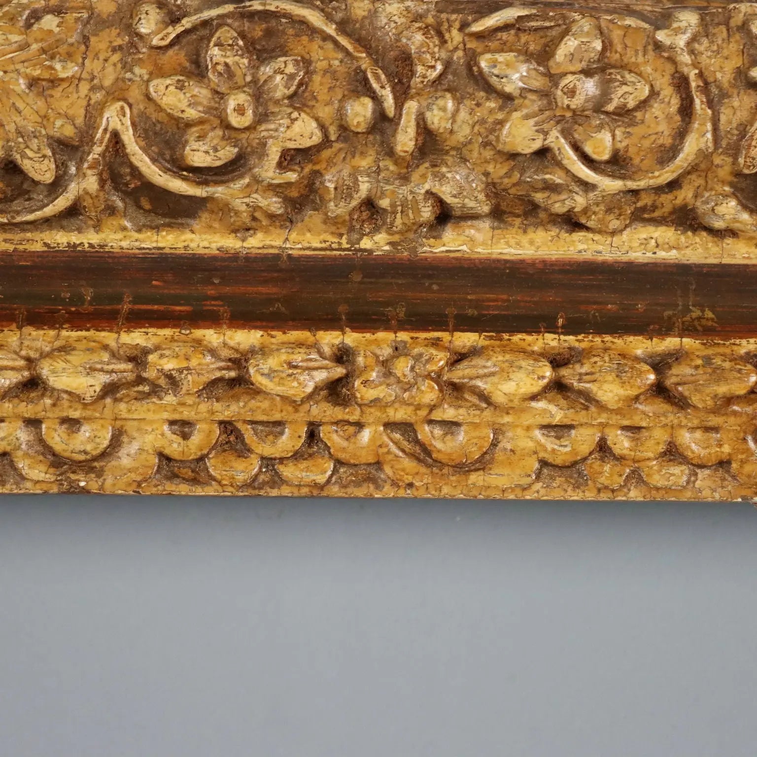 Antique Frame Carved Wood Flower Decorations Italy XVIII Century