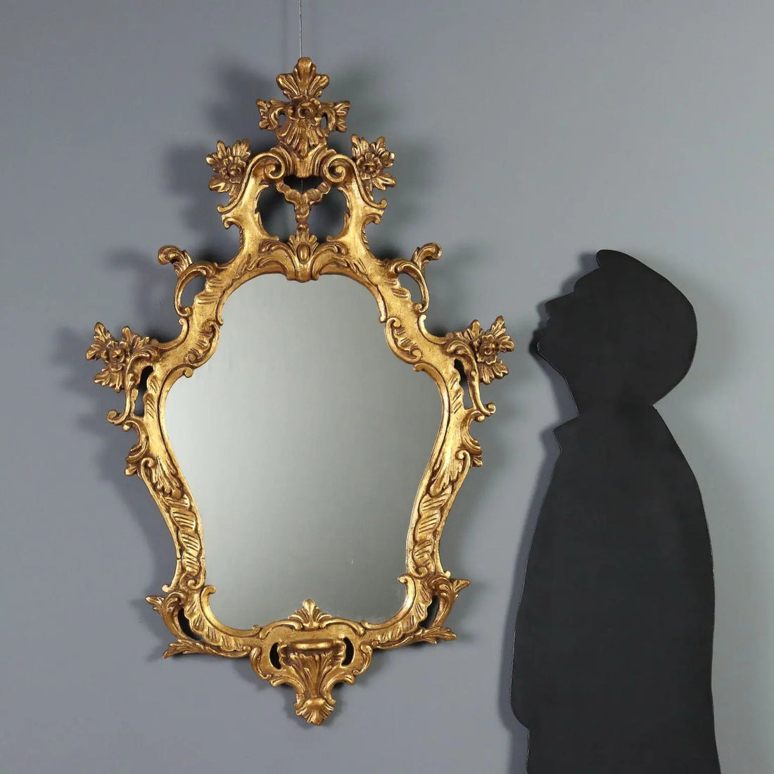 Antique Mirror Baroque Style Gilded Wood Italy XX Century