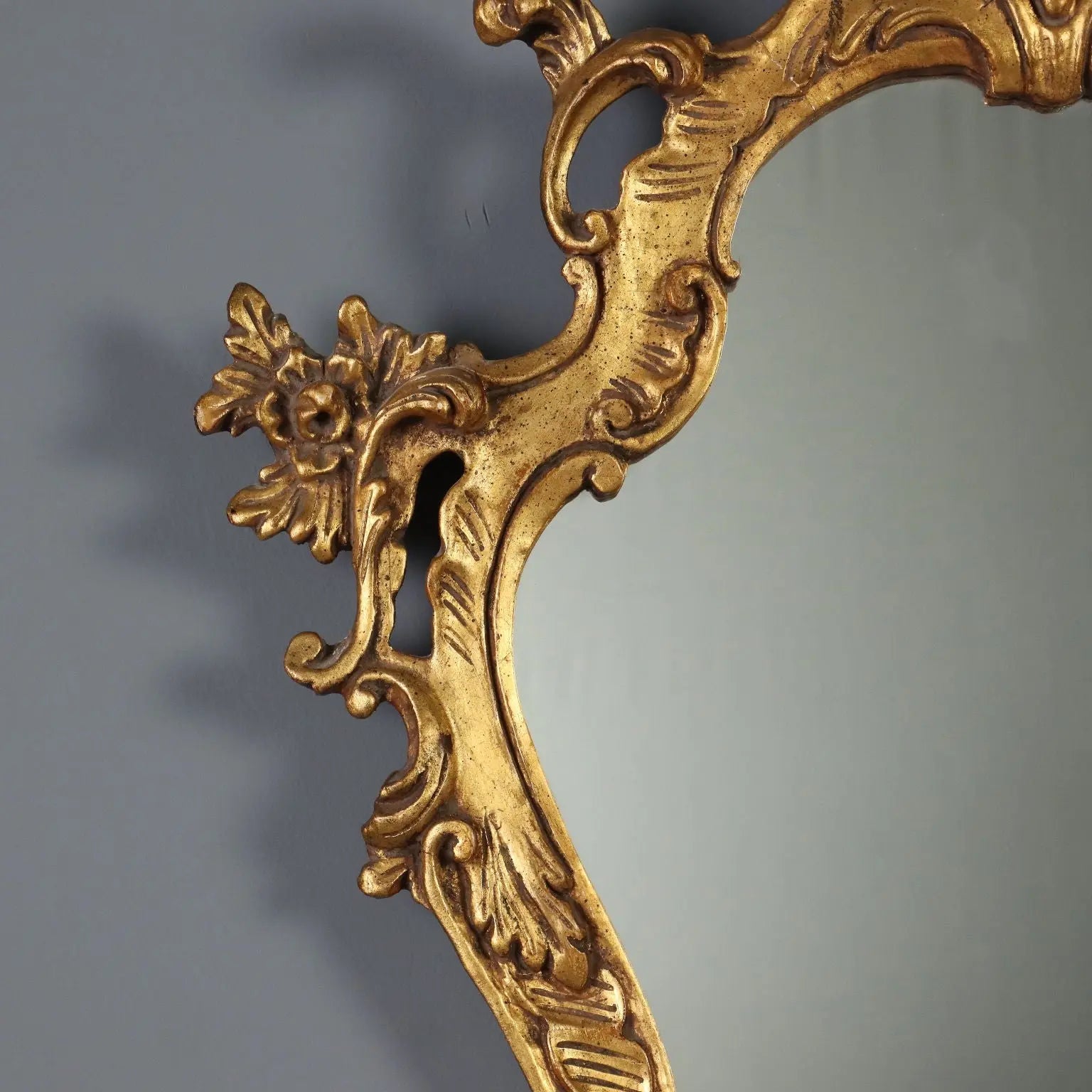 Antique Mirror Baroque Style Gilded Wood Italy XX Century