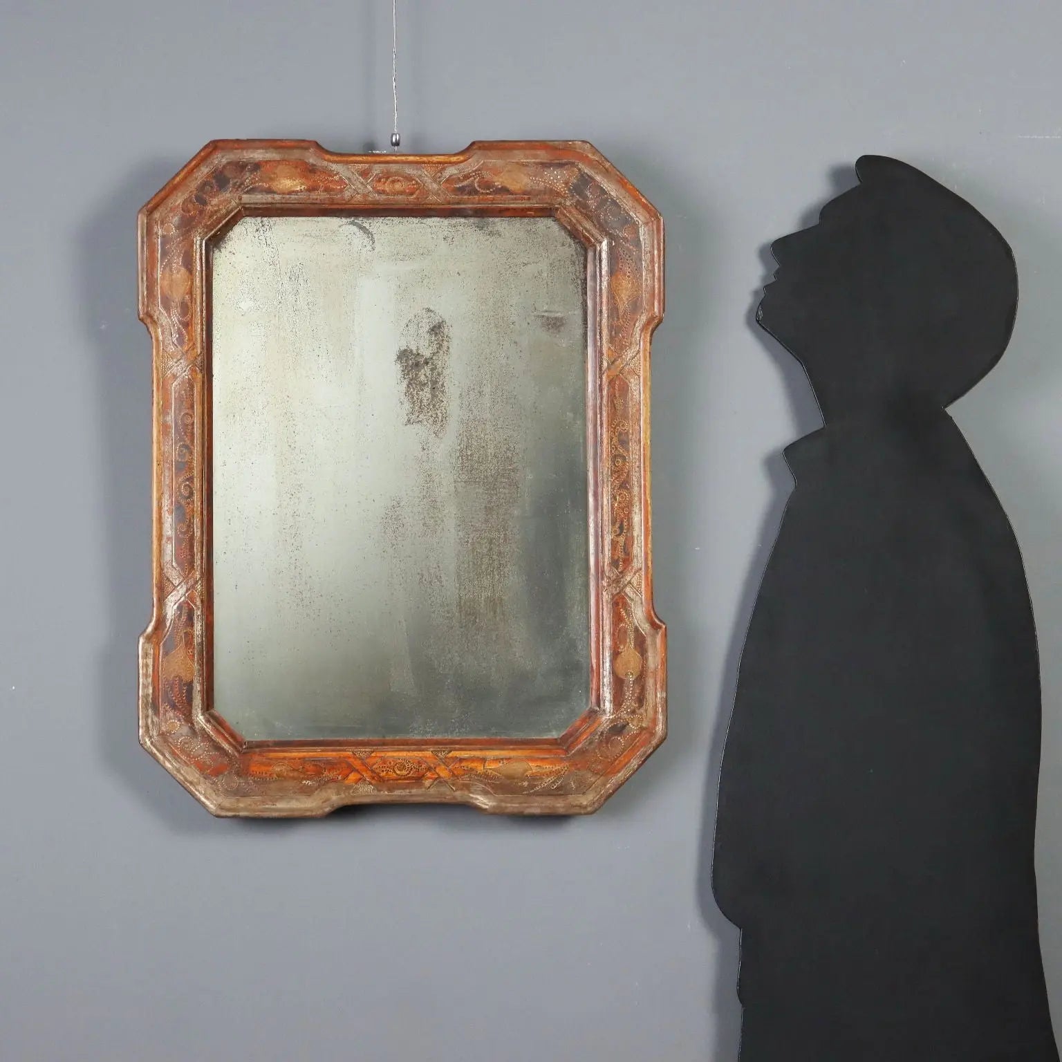 Antique Cabaret Mirror Silver Plated France XIX Century